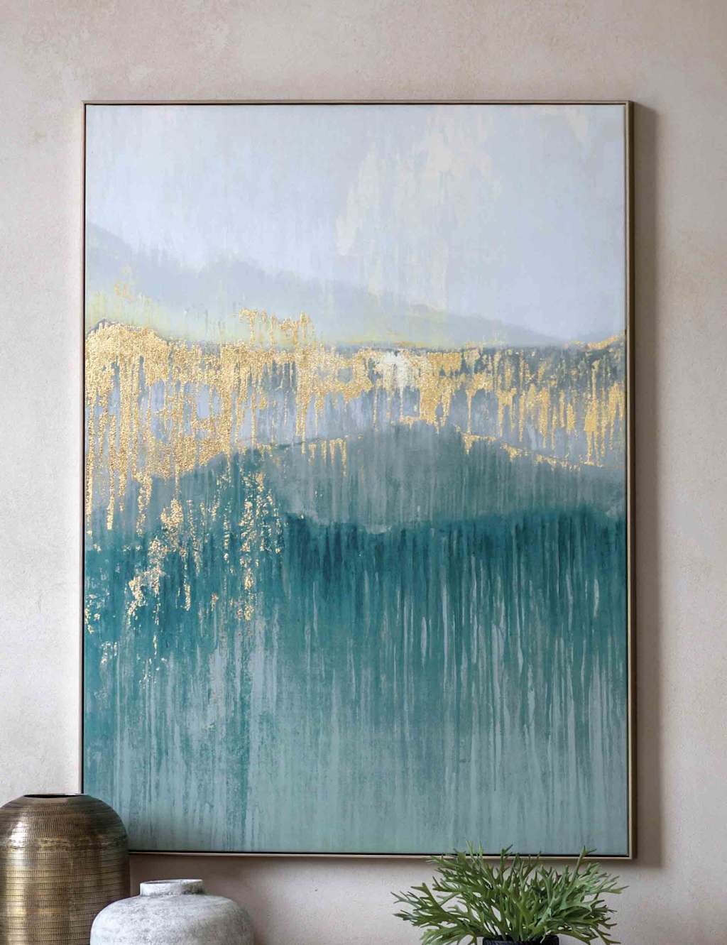Gallery Direct Early Morning Horizon Framed Canvas - Teal - Available at M&S