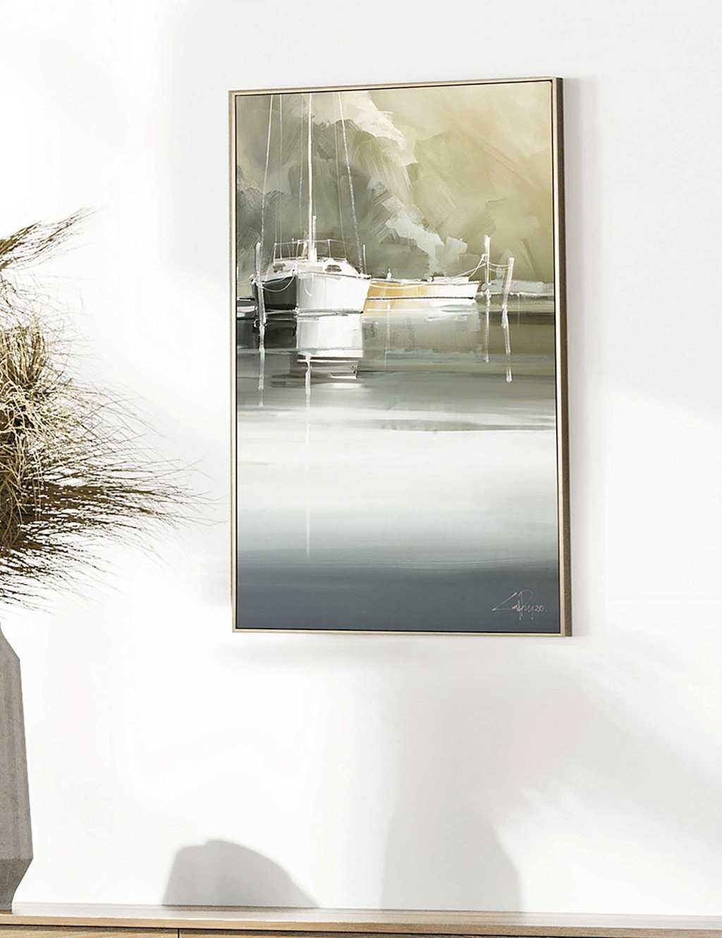 Gallery Direct Marina Days Framed Canvas - Sage - Available at M&S