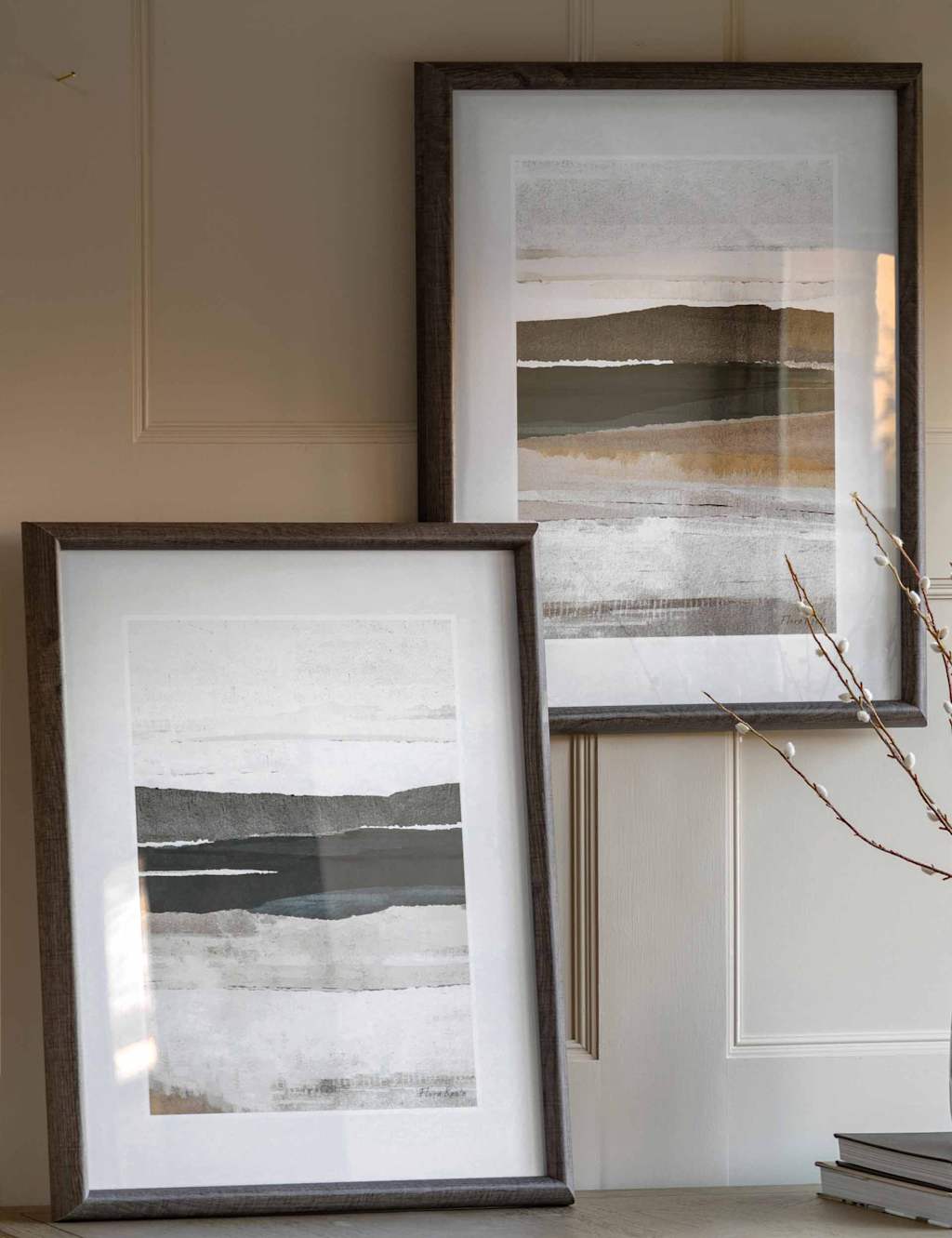 Gallery Direct Set of Two Drift Away Framed Art - Taupe - Available at M&S