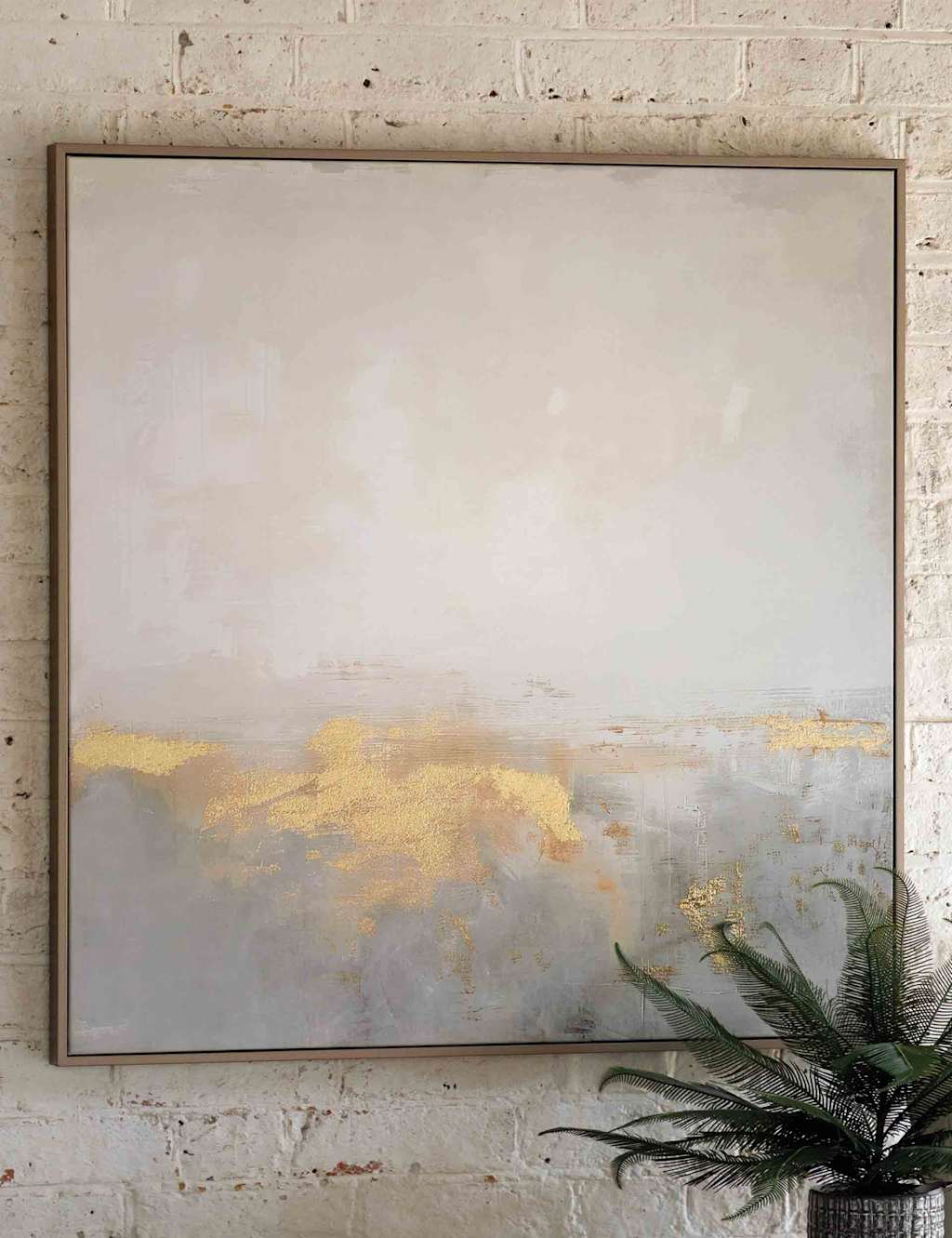 Gallery Direct Ethereal Abstract Square Framed Canvas - Champagne - Available at M&S