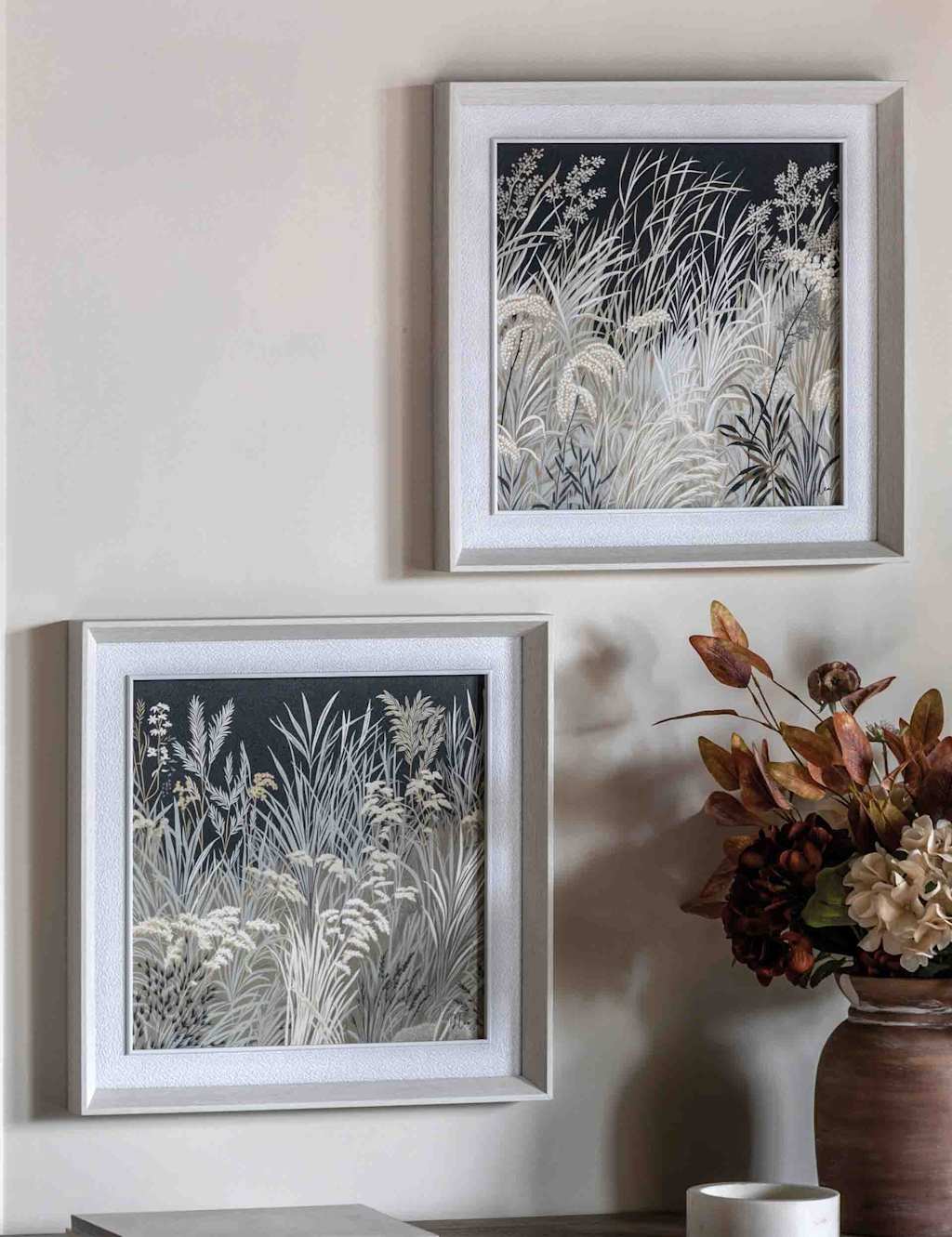 Gallery Direct Set of 2 Evening Peace Nature Framed Canvases - White/Black - Available at M&S