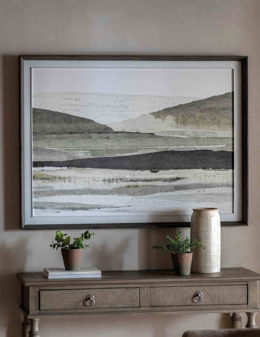 Gallery Direct Morning Mirage Framed Canvas - Sage - Available at M&S