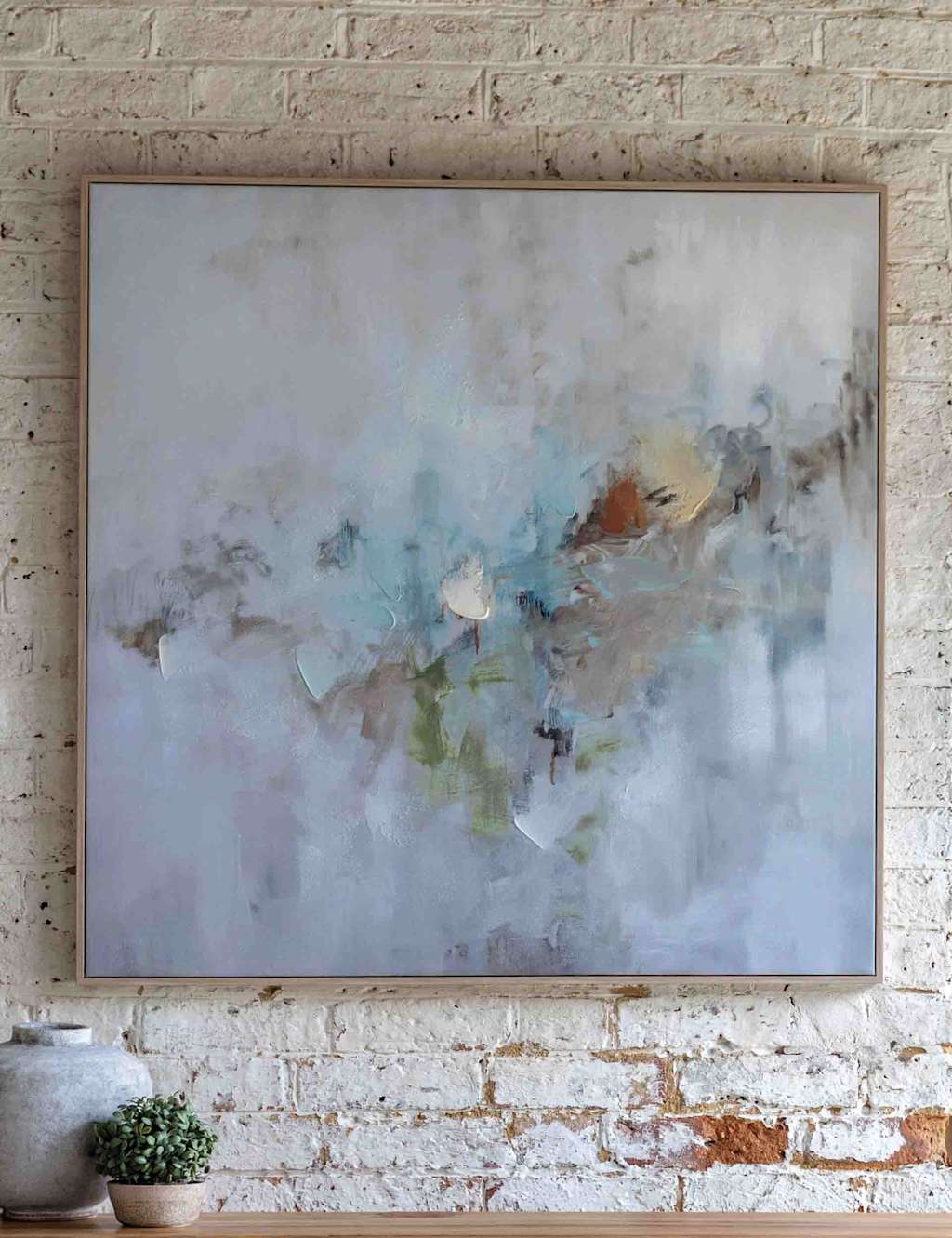 Gallery Direct New Day Framed Canvas - Pale Blue - Available at M&S
