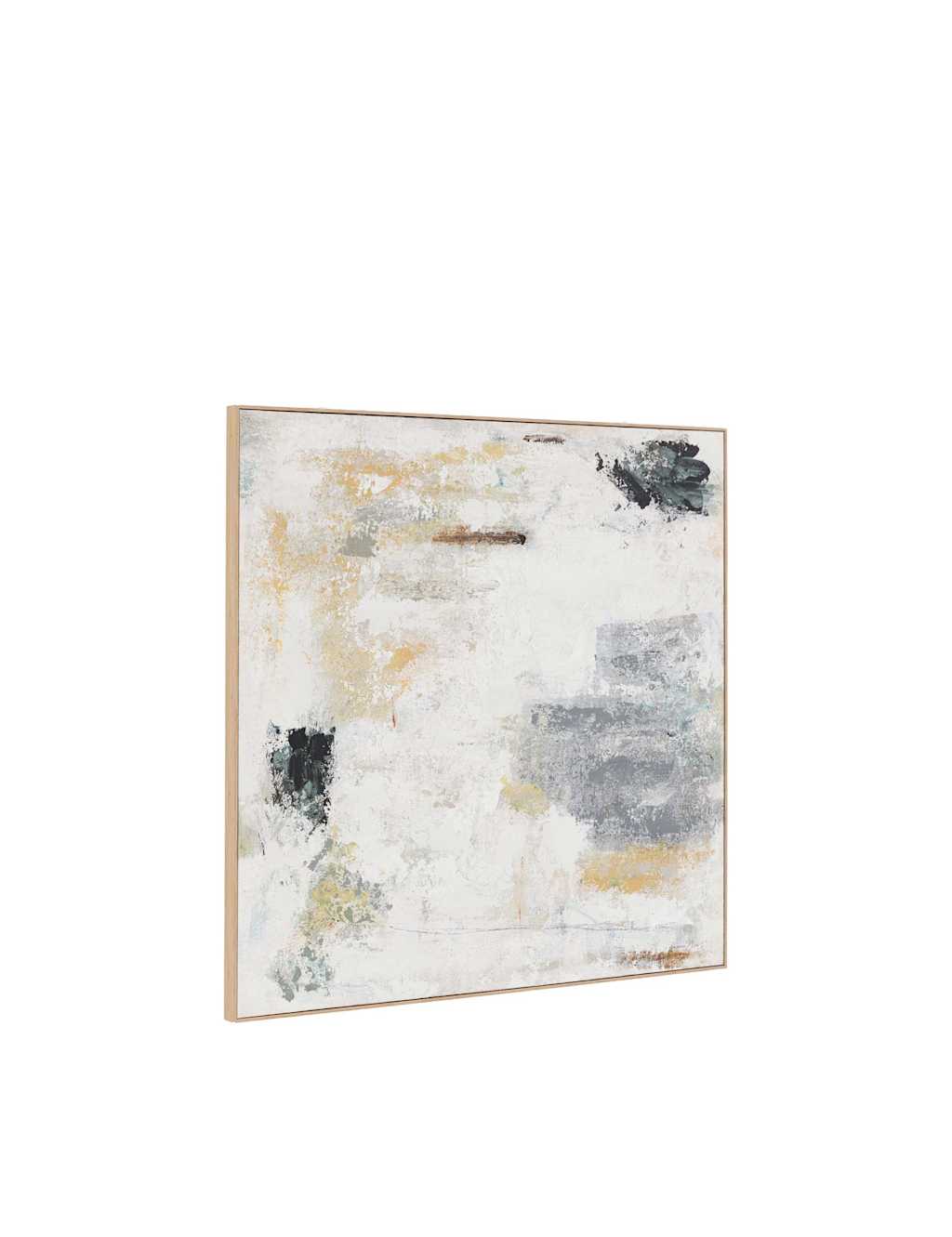 Gallery Direct White Noise Abstract Square Framed Canvas - Soft White - Available at M&S