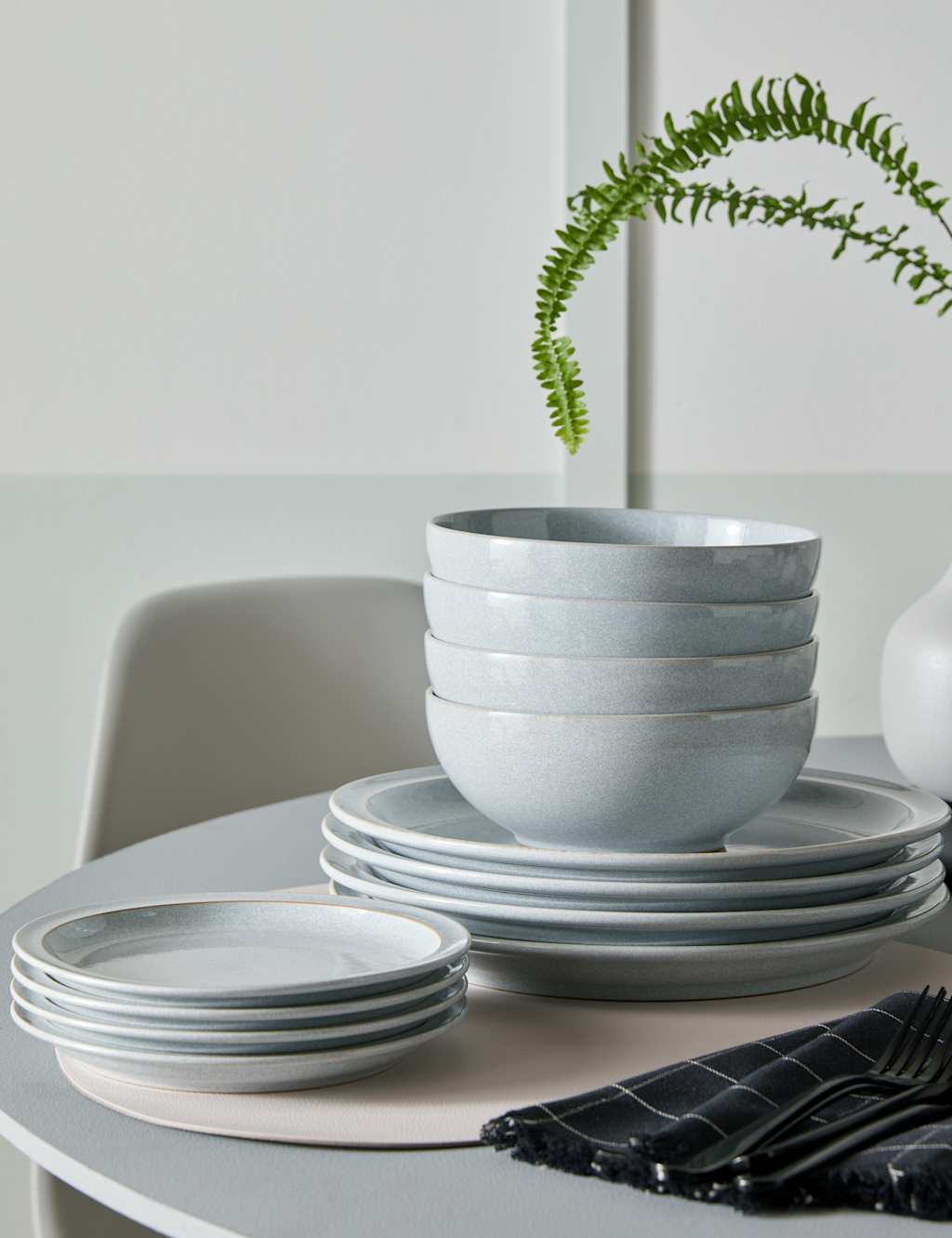 Denby 12 Piece Dove Grey Dinner Set Grey