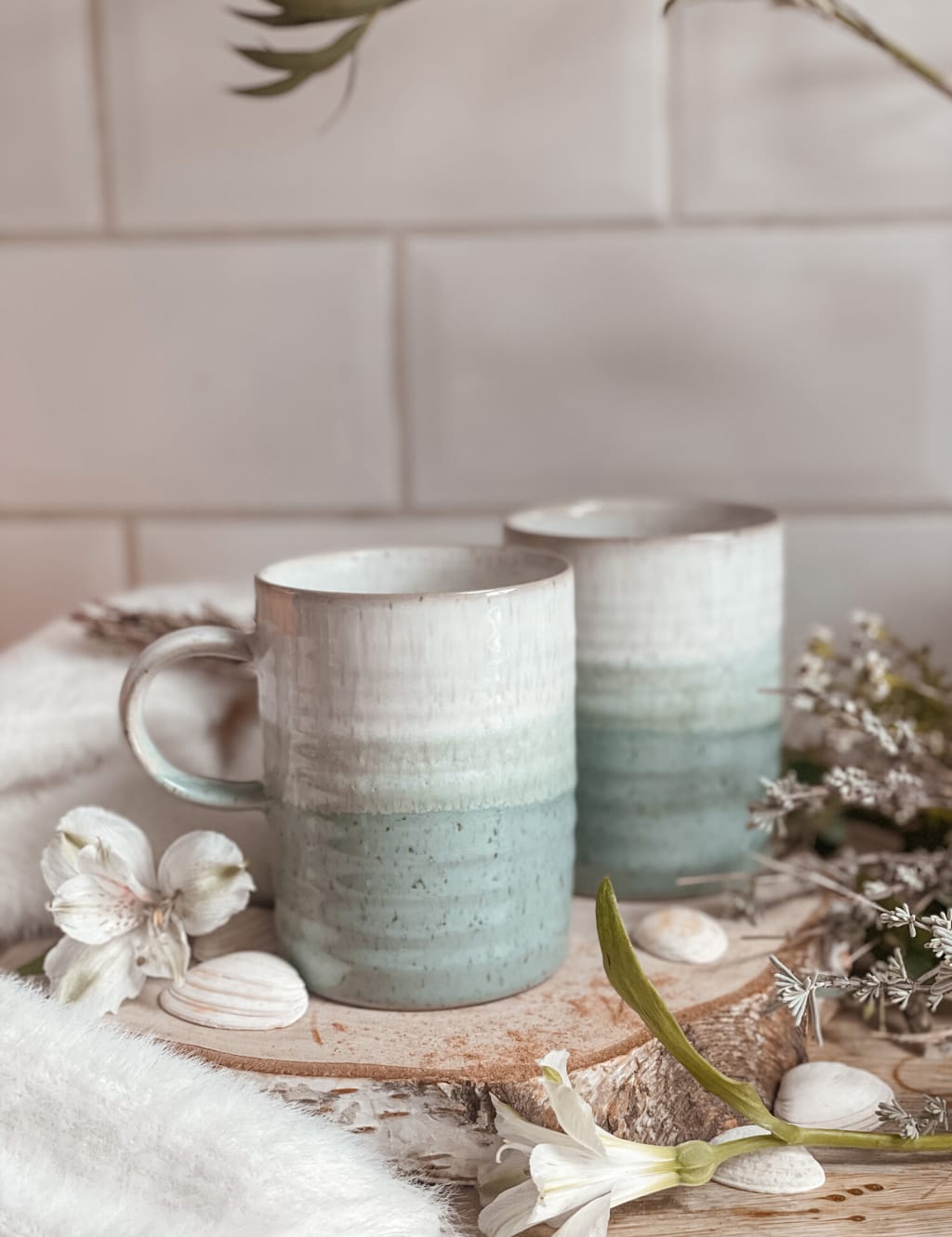 Set of 2 Kiln Green Mugs