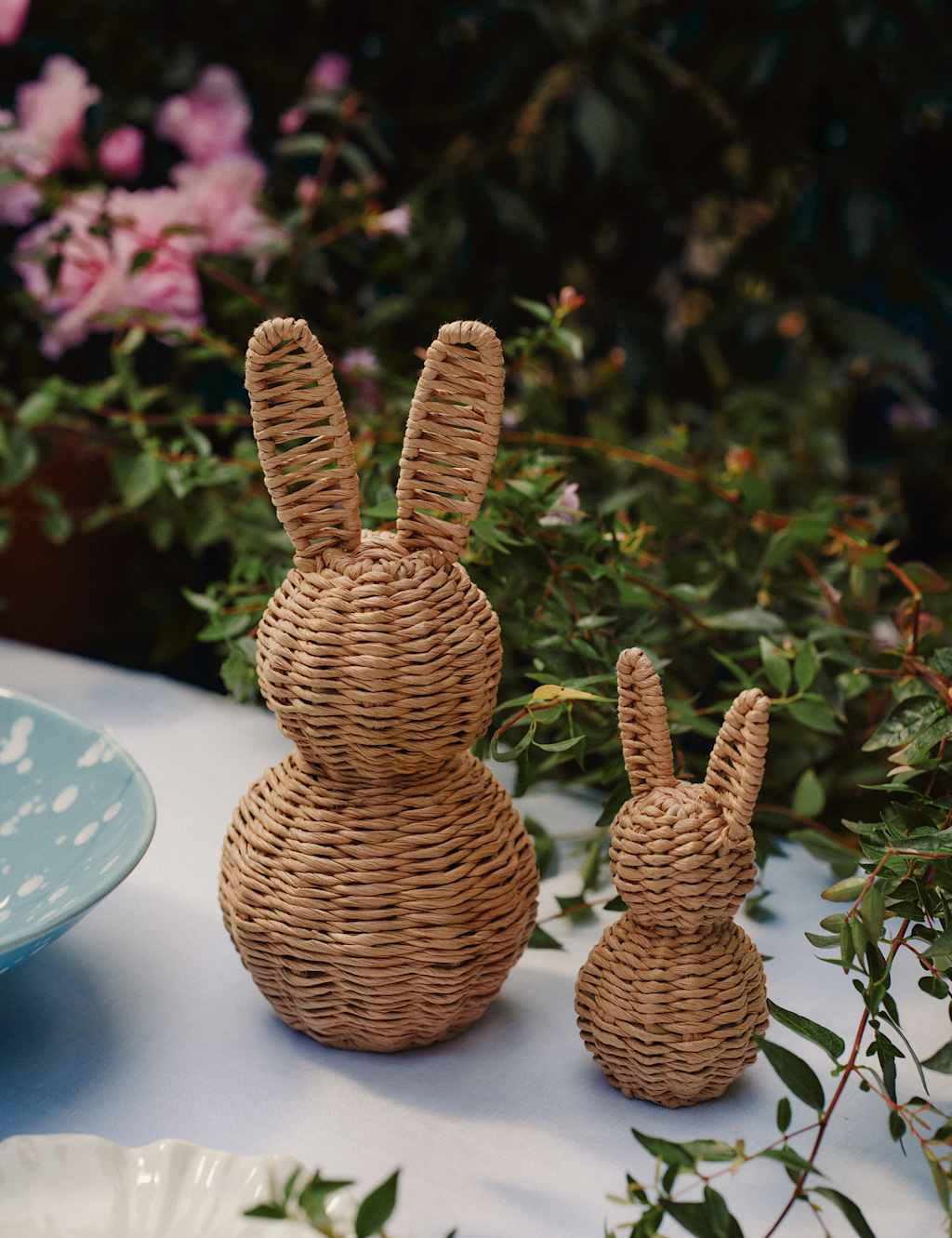 M&S 2 Pack Raffia Woven Bunnies - Natural