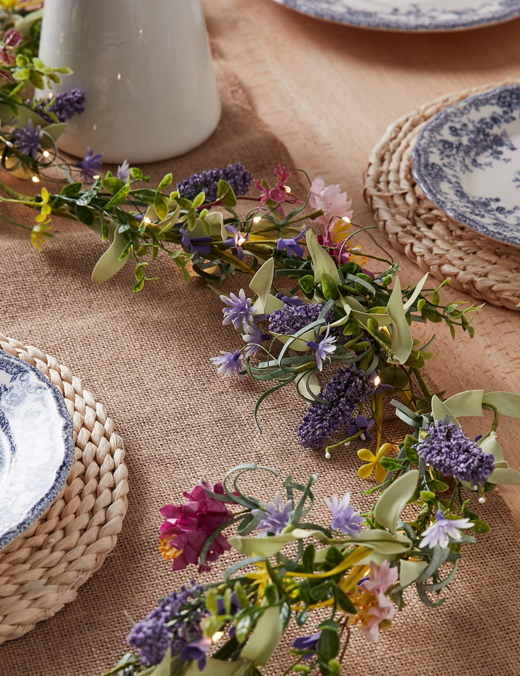 Pre-Lit Spring Floral Garland