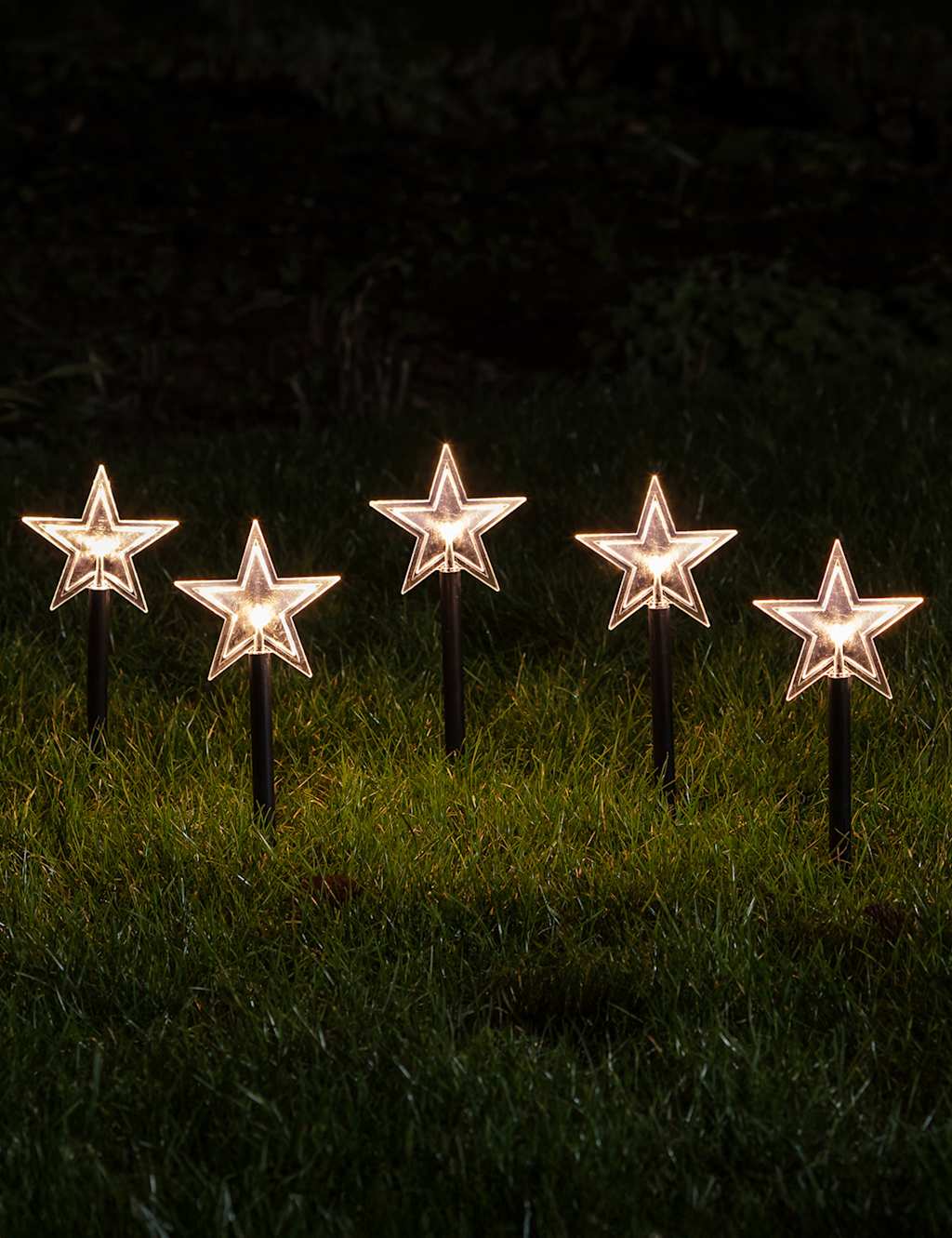 Lights4fun 5pk Warm White Star Outdoor Stake Lights Black