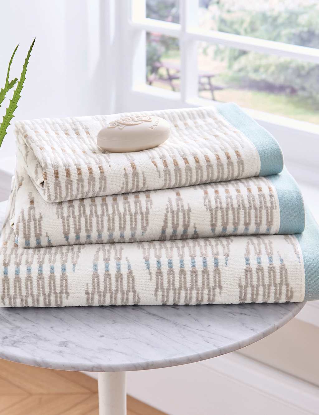 Bedeck Of Belfast Pure Cotton Albany Towel - Bath Towel - Light Blue Mix - Available at M&S