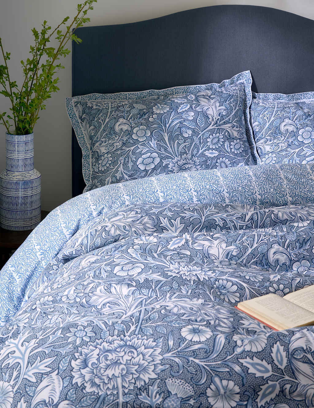 William Morris At Home 2 Pack Pure Cotton Frieze Double Bough Pillowcases - Blue Mix - Available at M&S