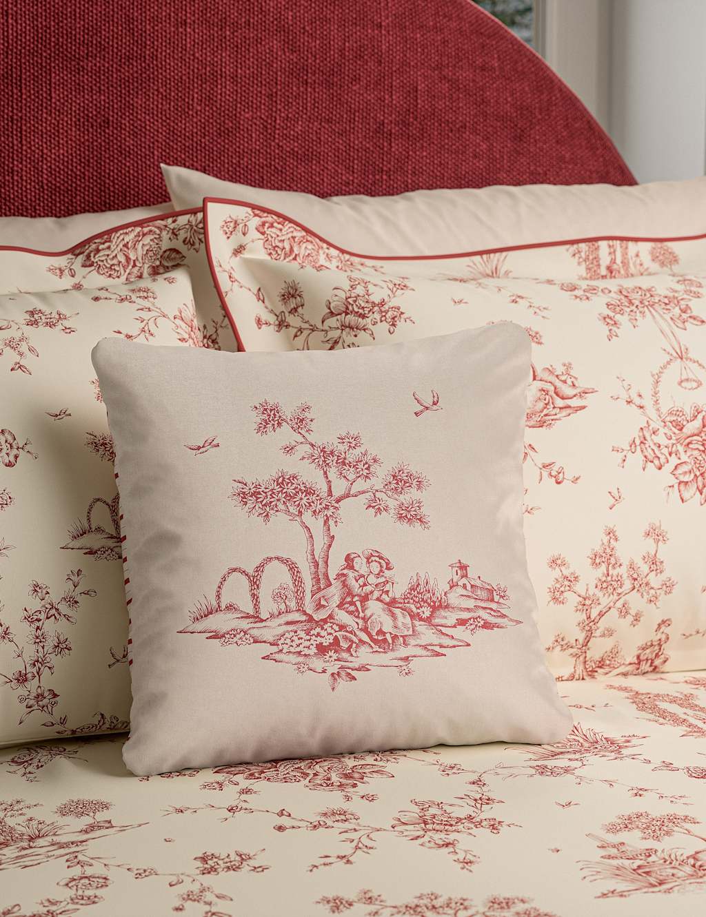 V&A Pure Cotton Velvet Chikan Cushion - Cream Mix - Available at M&S