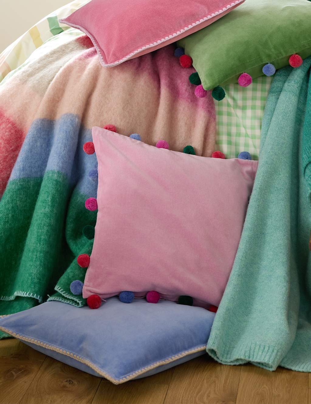 Bluebellgrey Wool Rich Lochside Knitted Throw - Large - Blue Mix - Available at M&S