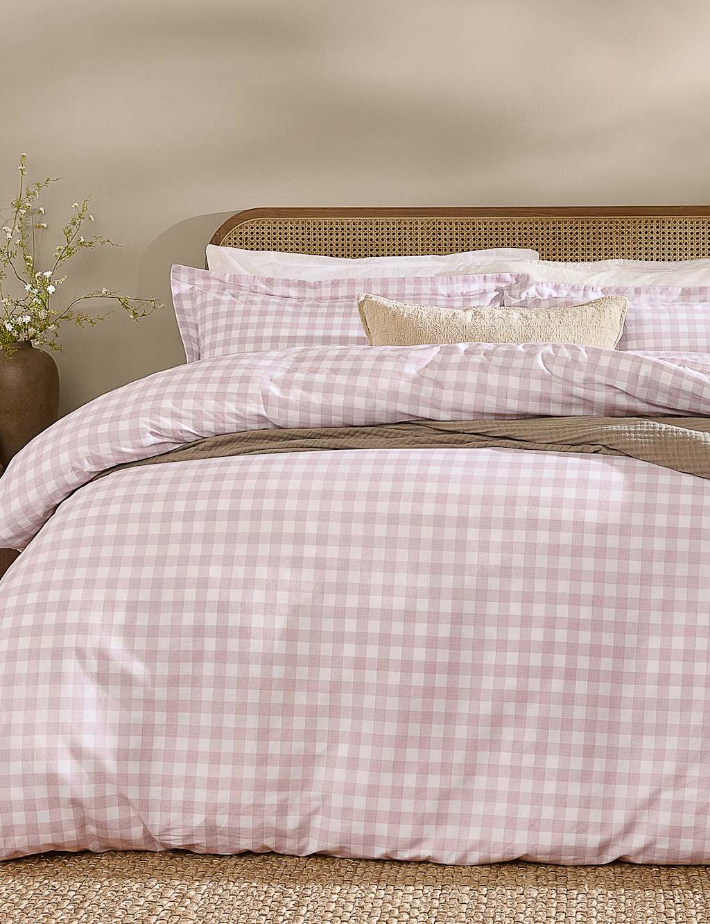 Yard Washed Cotton Barton Gingham Bedding Set - Single (3 ft) - Pink Mix - Available at M&S