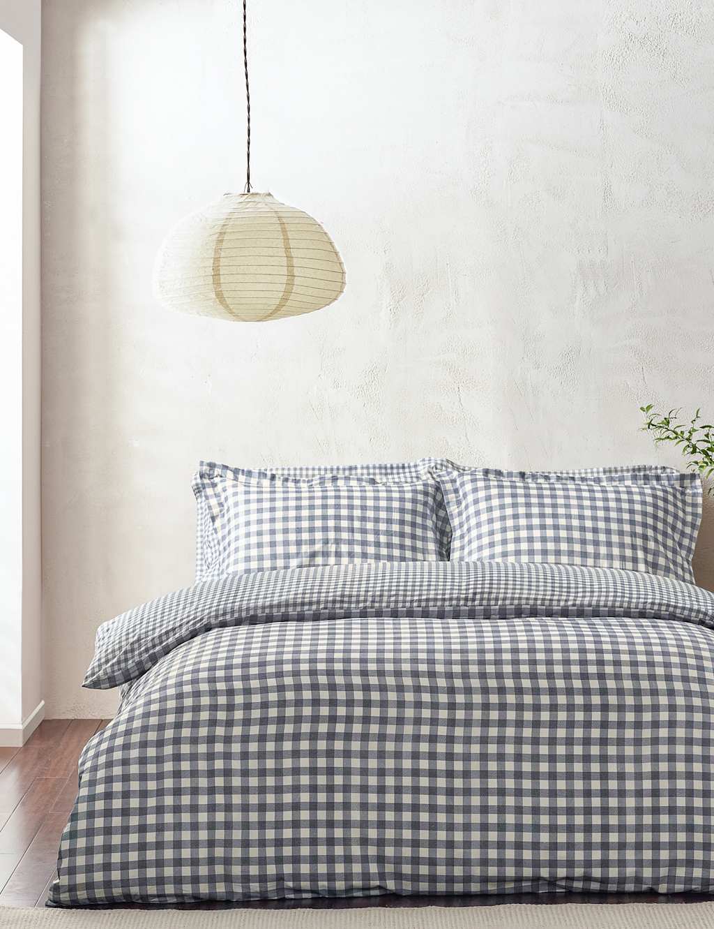Yard Washed Cotton Barton Gingham Bedding Set - Super King Size (6 ft) - Navy Mix - Available at M&S