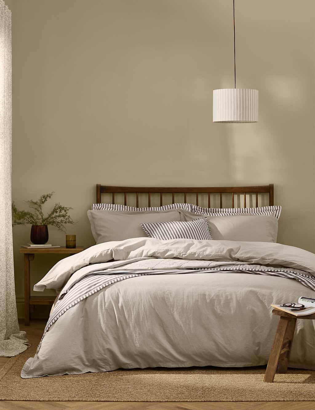 Yard Pure Cotton Percale Hebden Bedding Set - Single (3 ft) - Grey - Available at M&S
