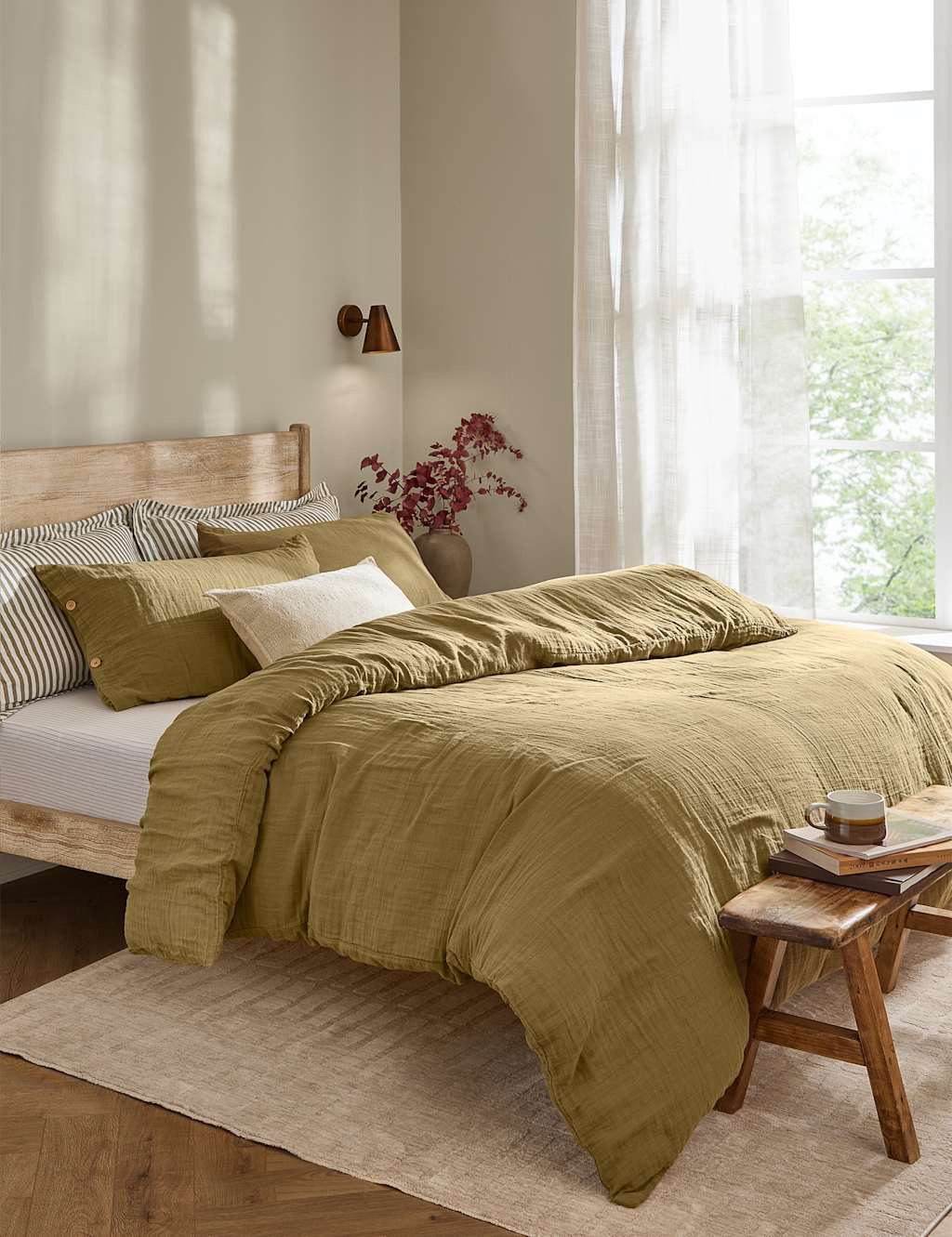 Yard Lark Pure Cotton Bedding Set - King Size (5 ft) - Yellow - Available at M&S