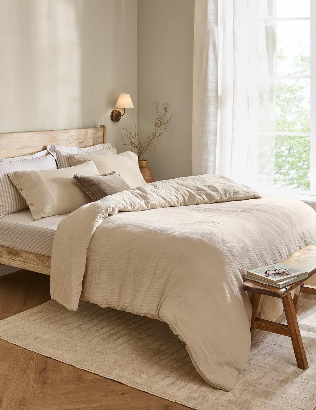 Yard Lark Pure Cotton Bedding Set - King Size (5 ft) - Natural - Available at M&S