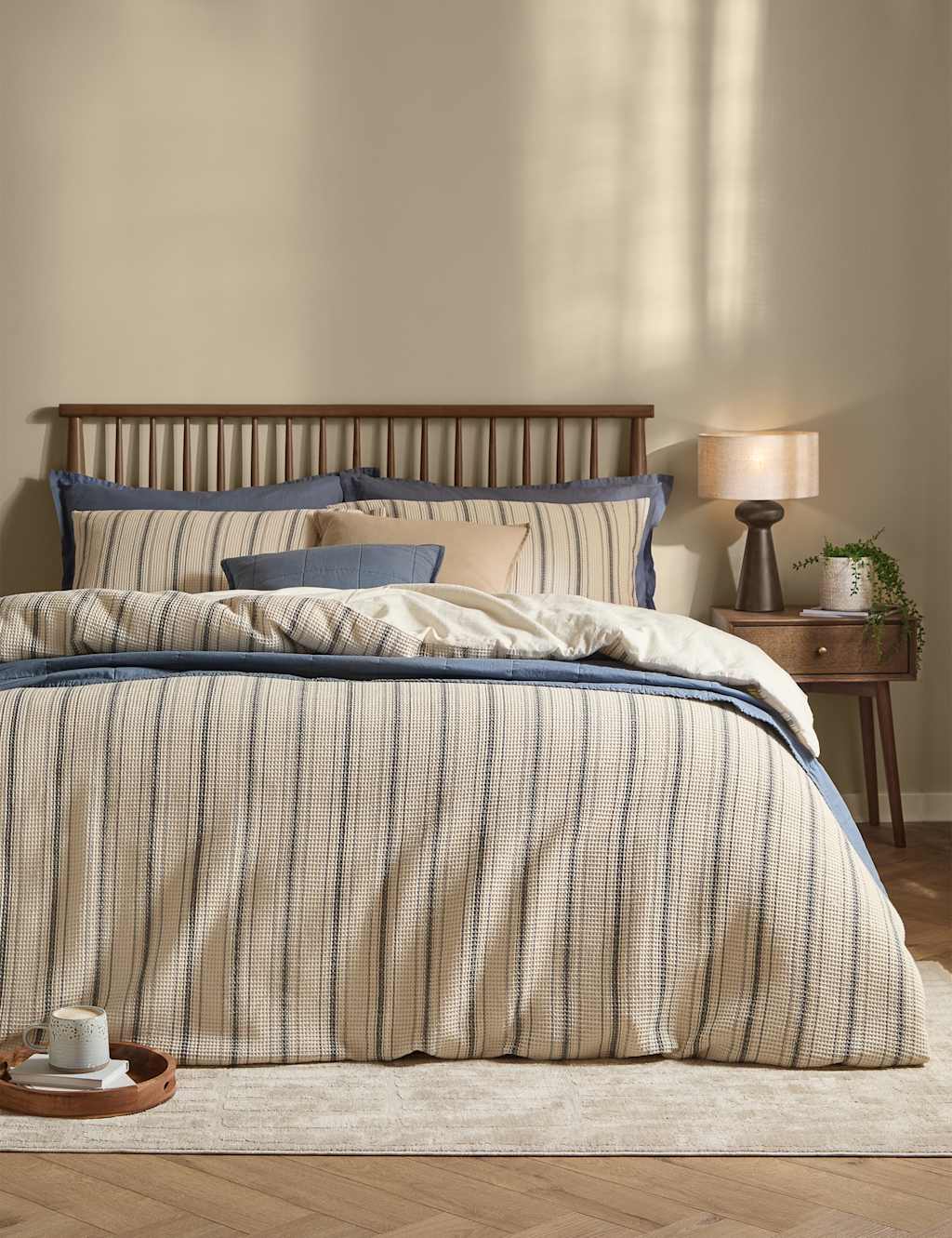 Yard Washed Cotton Selby Waffle Bedding Set - Single (3 ft) - Natural Mix - Available at M&S