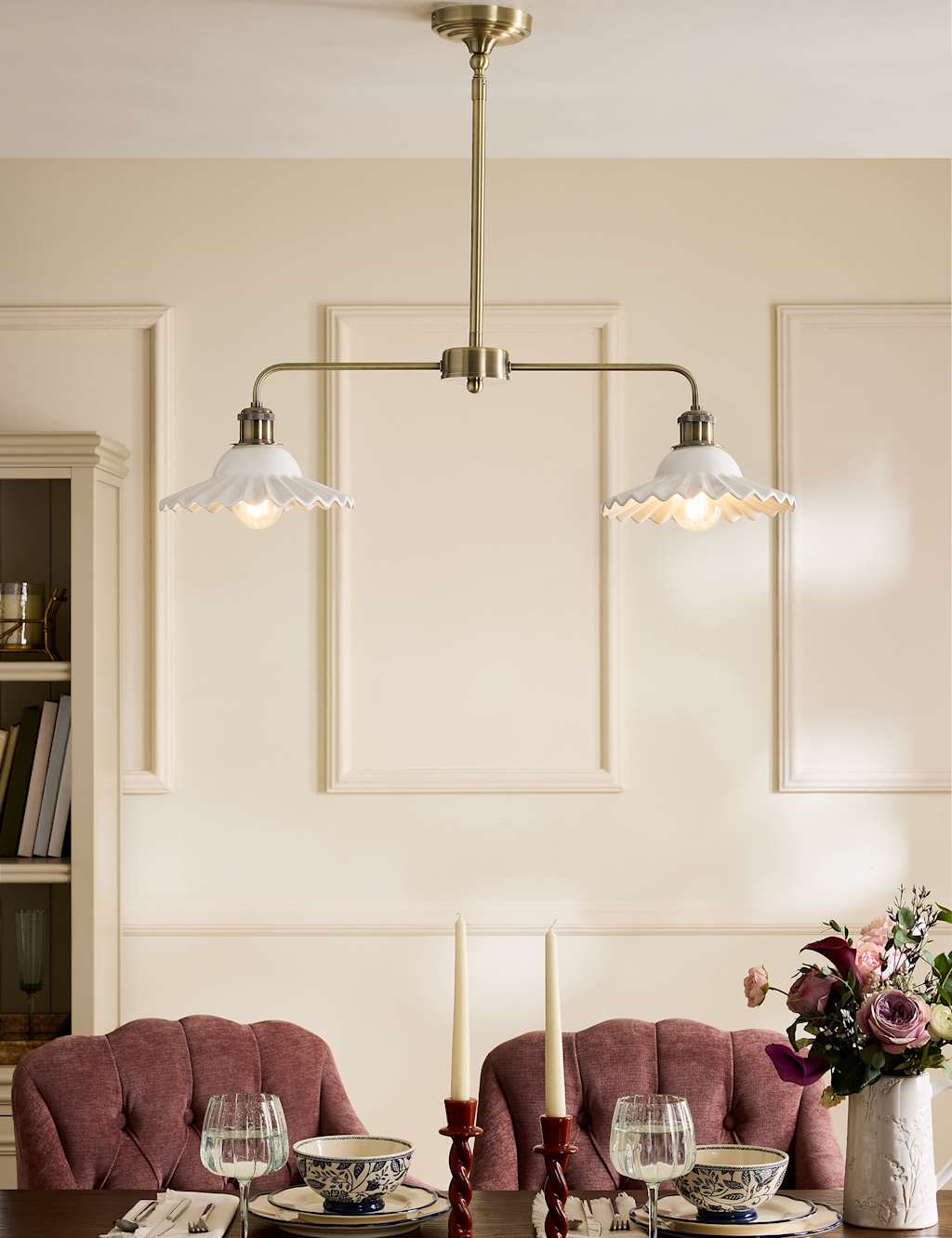 Laura Ashley Beca Gallery Bar Pendant Light - Antique Brass - Available at M&S