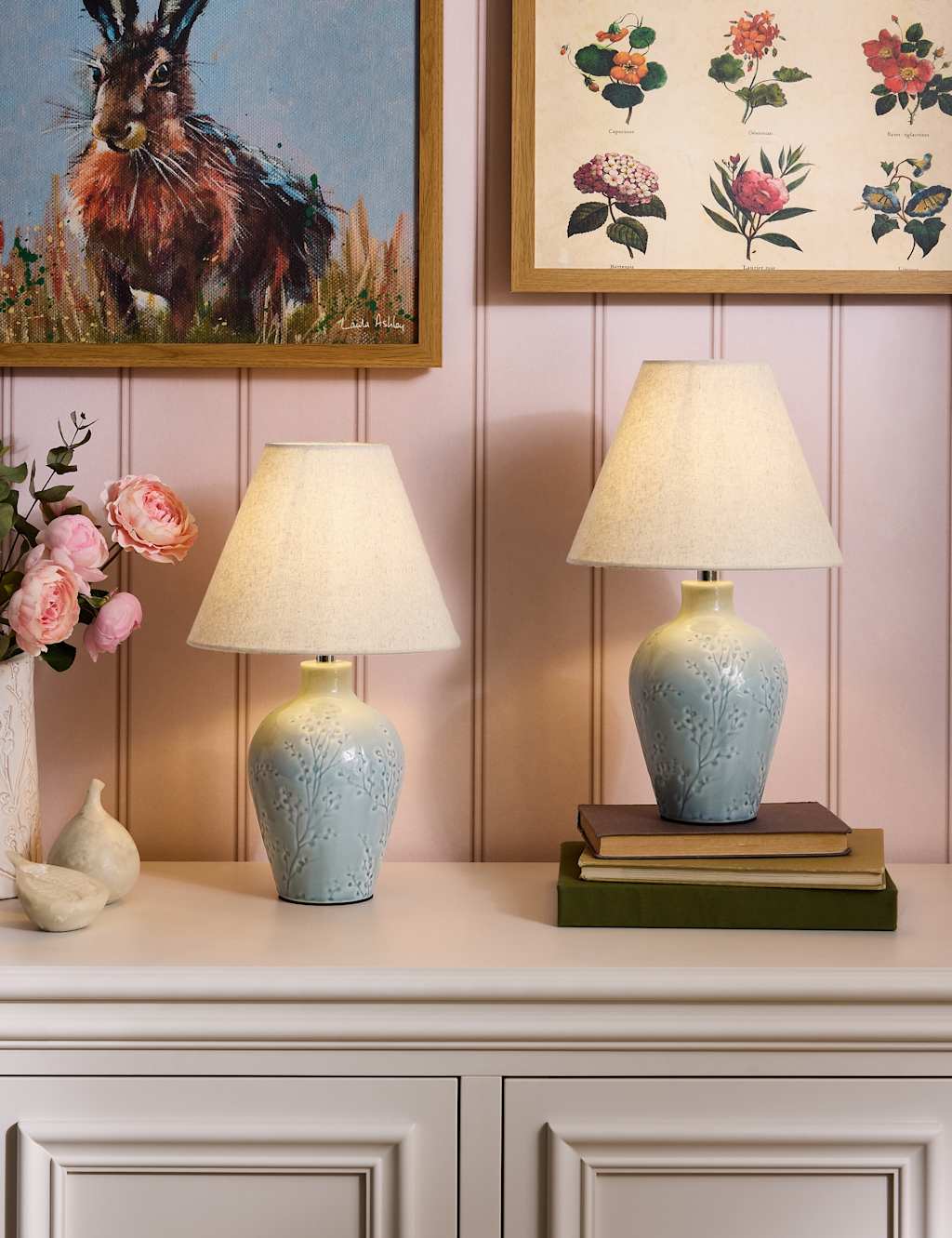 Laura Ashley Pussywillow Table Lamp - Blue - Available at M&S