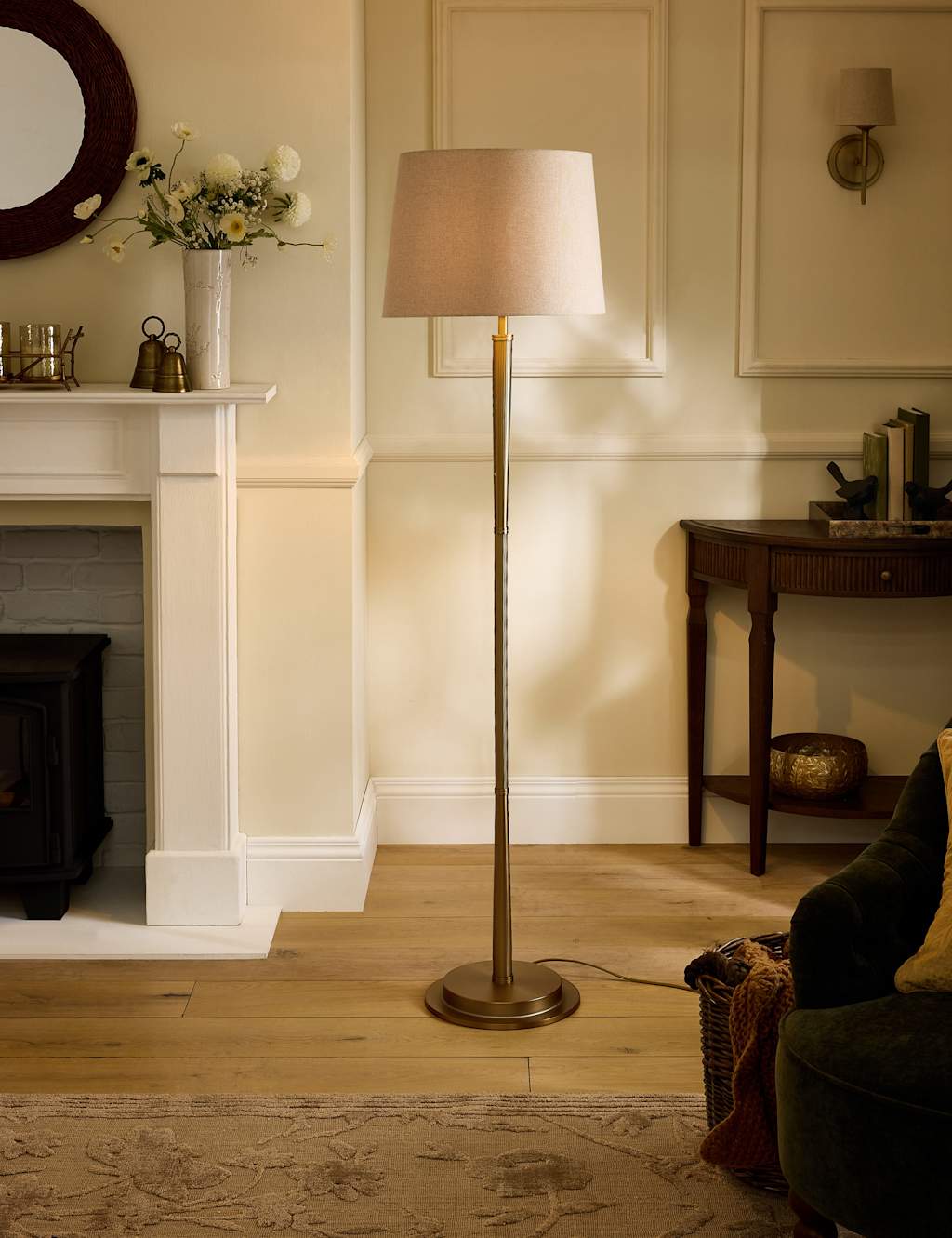 Laura Ashley Sullivan Metal Floor Lamp - Champagne - Available at M&S