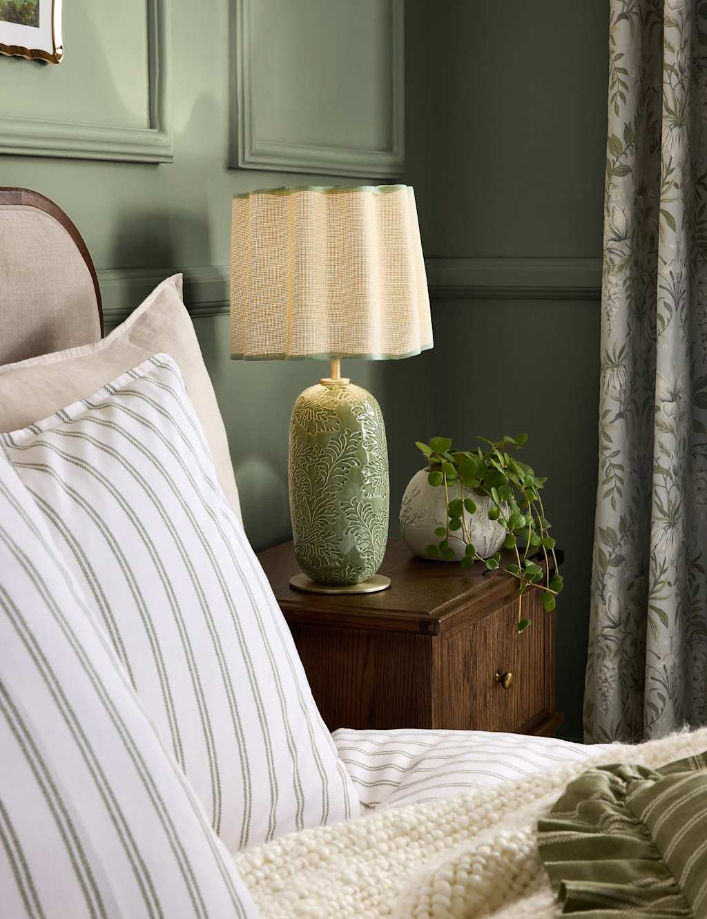 Laura Ashley Silchester Table Lamp - Green - Available at M&S