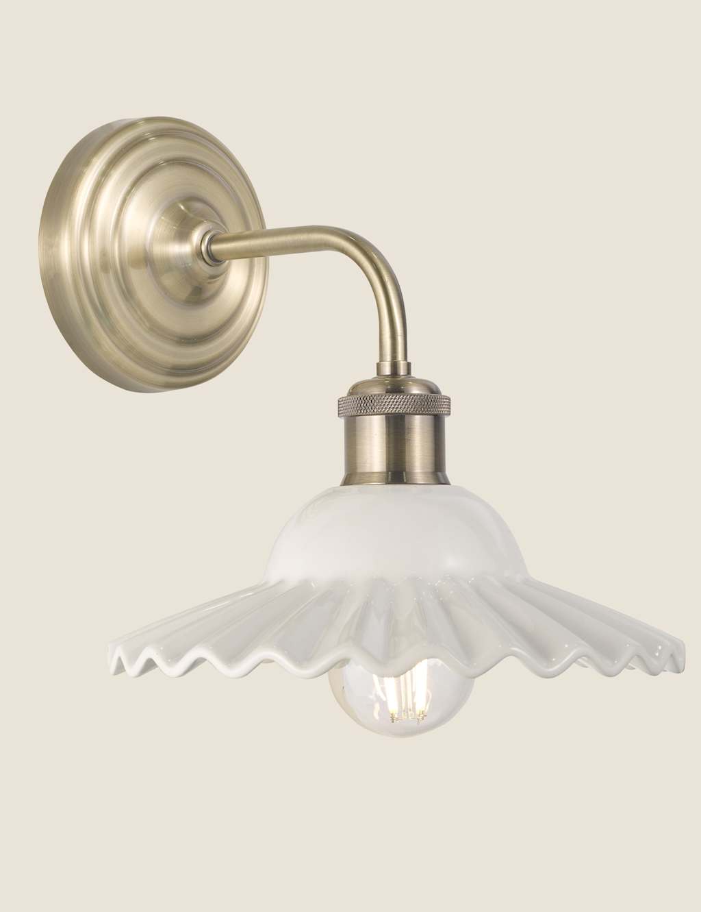 Laura Ashley Beca Ceramic & Metal Wall Light - Antique Brass - Available at M&S
