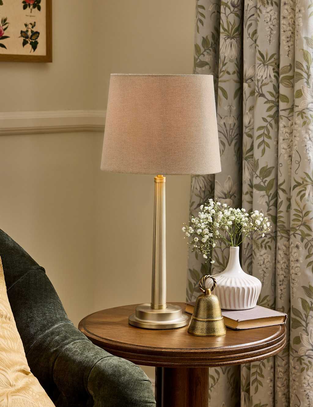 Laura Ashley Sullivan Metal Ribbed Table Lamp - Champagne - Available at M&S