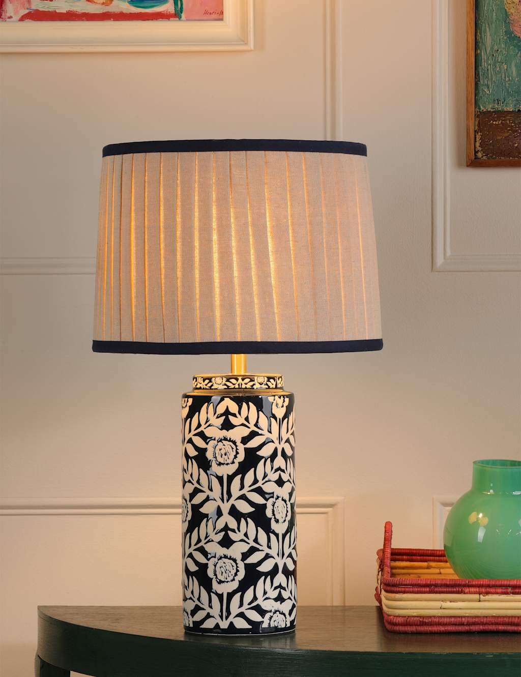 Joules Home Lighting Highclere Table Lamp - Dark Navy Mix - Available at M&S