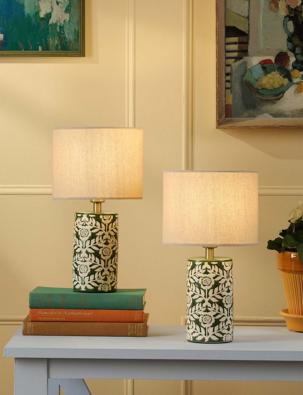 Joules Home Lighting Highclere Table Lamp - Sage Mix - Available at M&S