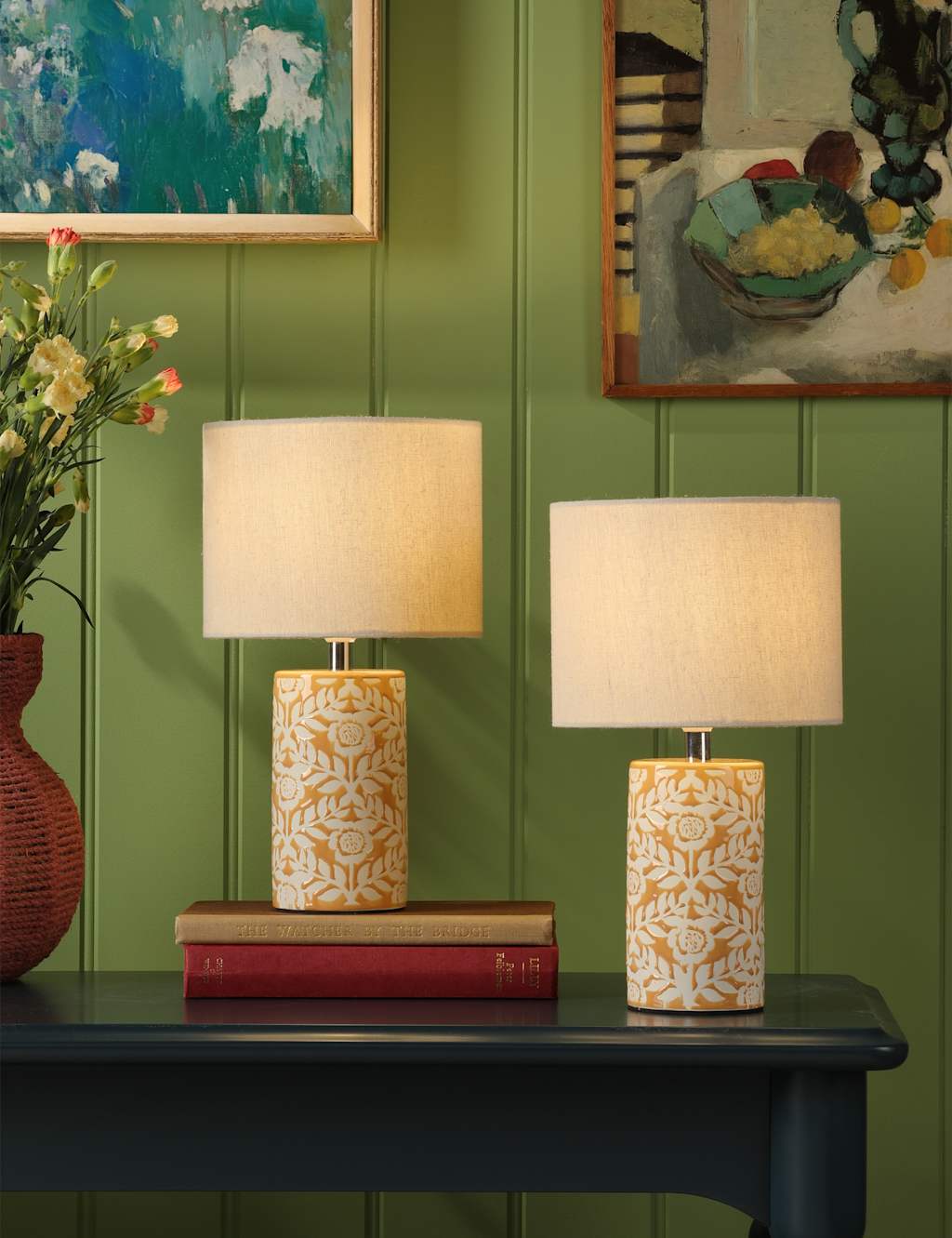 Joules Home Lighting Highclere Table Lamp - Yellow Mix - Available at M&S