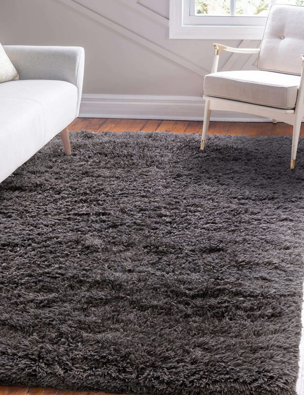 Asiatic Fluffy Shaggy Rug Charcoal