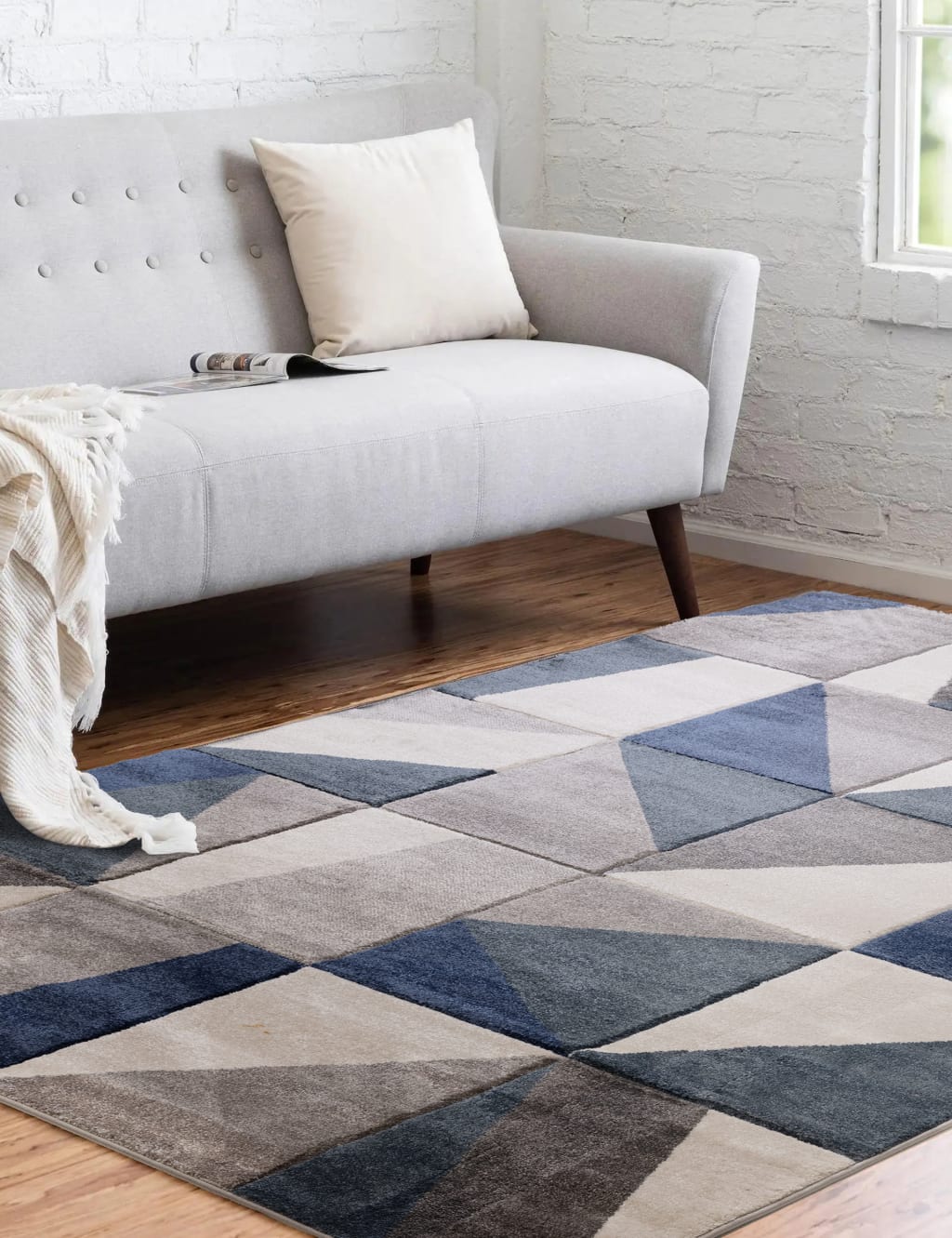 Large Carved Triangles Rug