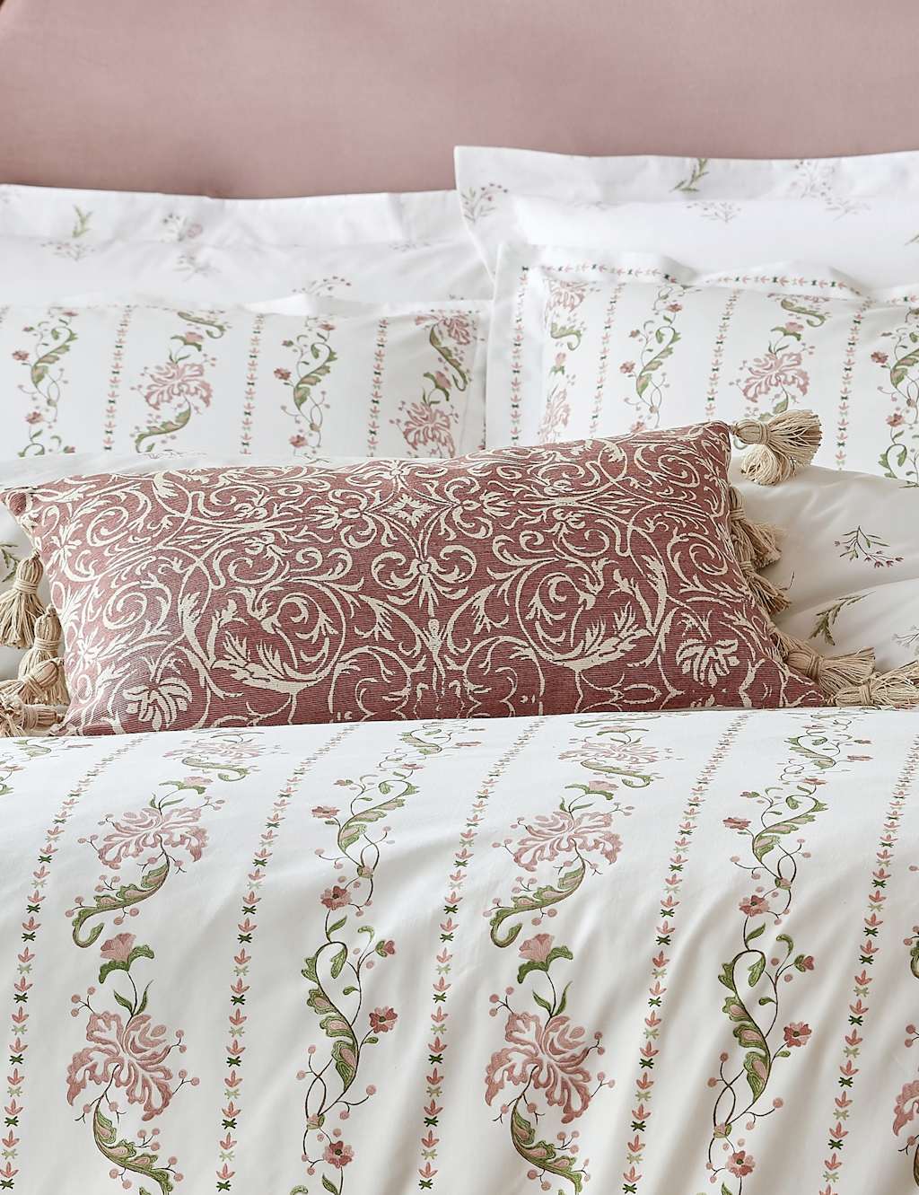 Historic Royal Palaces Pure Cotton Kensington Cushion - Pink Mix - Available at M&S