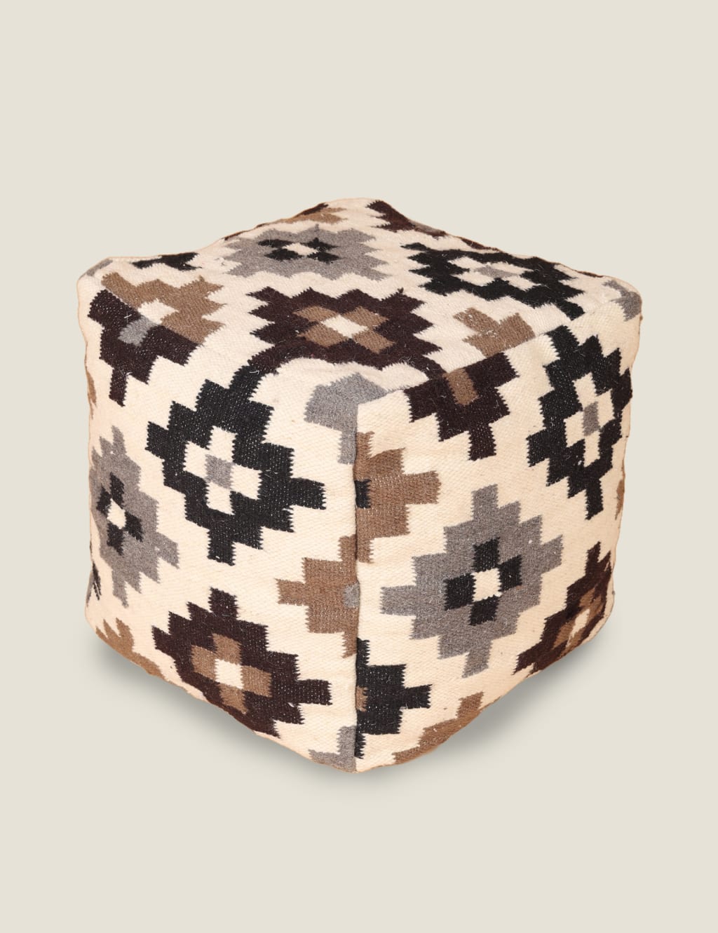Ikat Woven Square Pouffe