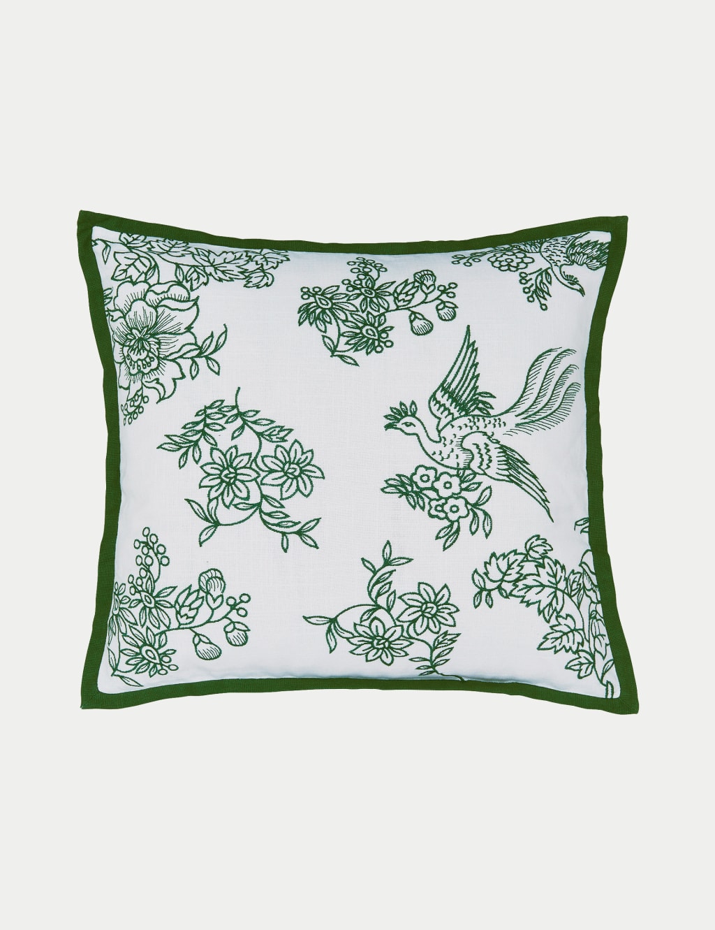 Pure Cotton Hibiscus Embroidered Cushion