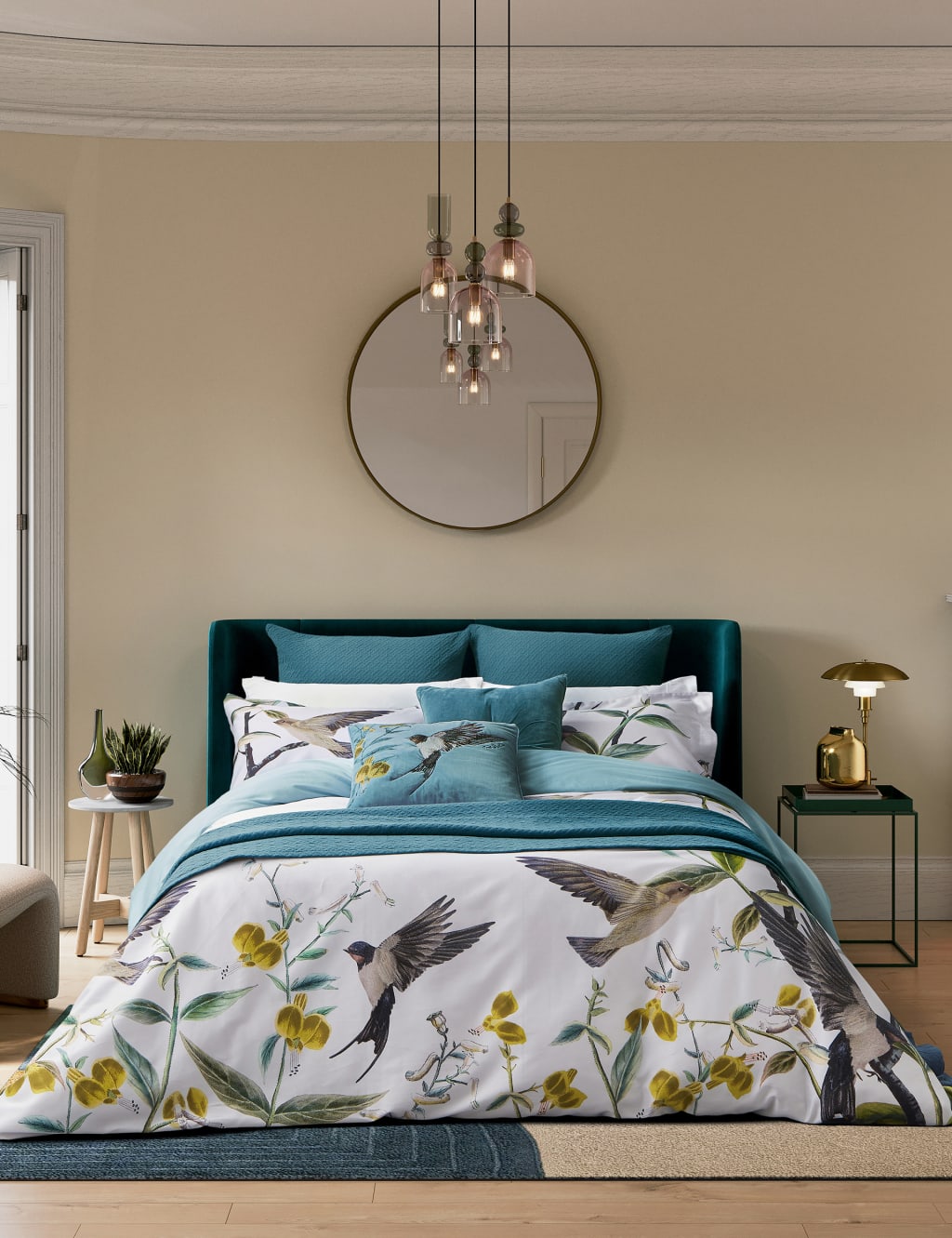 Pure Cotton Botanical Birds Bedding Set