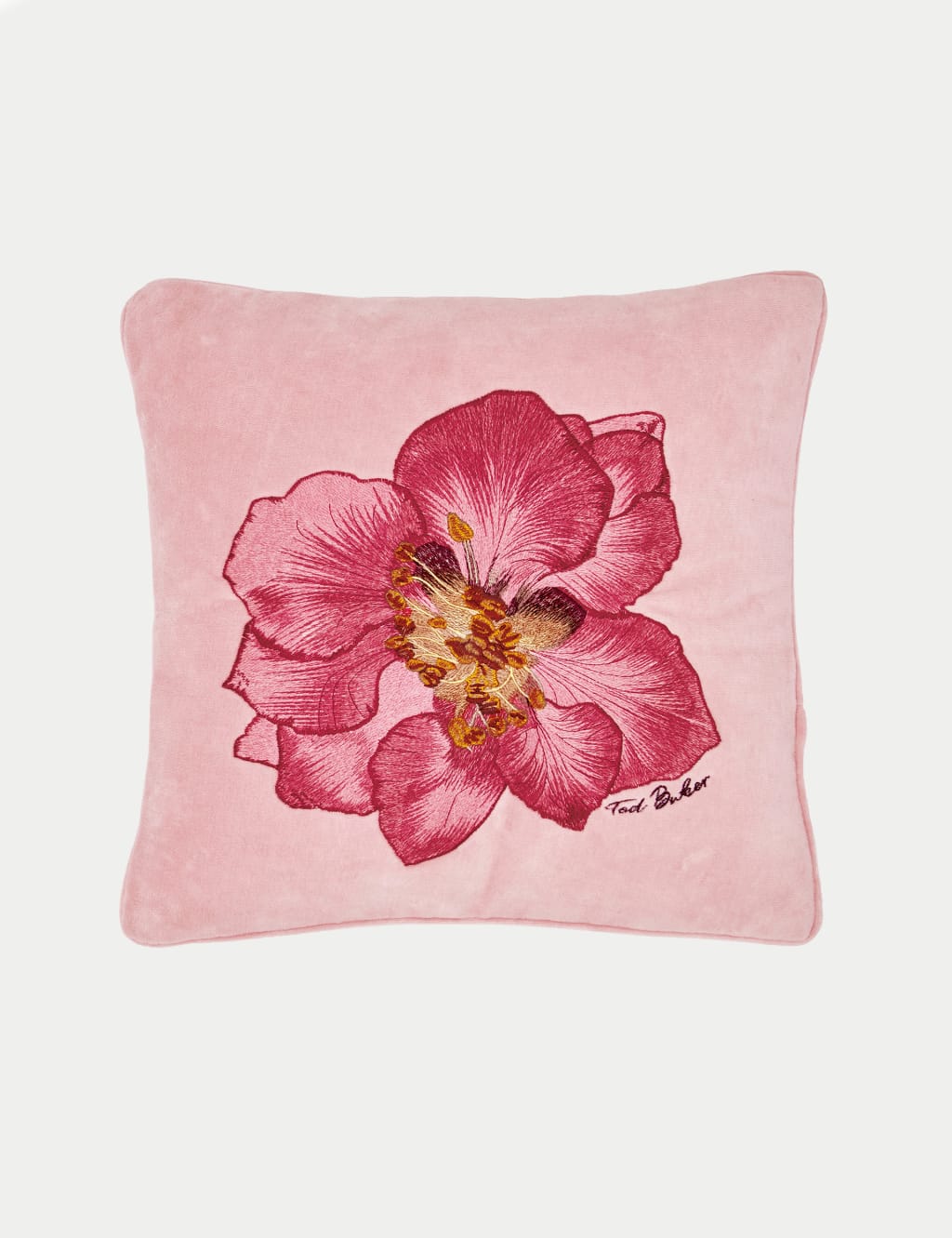 Velvet Pressed Flowers Embroidered Cushion