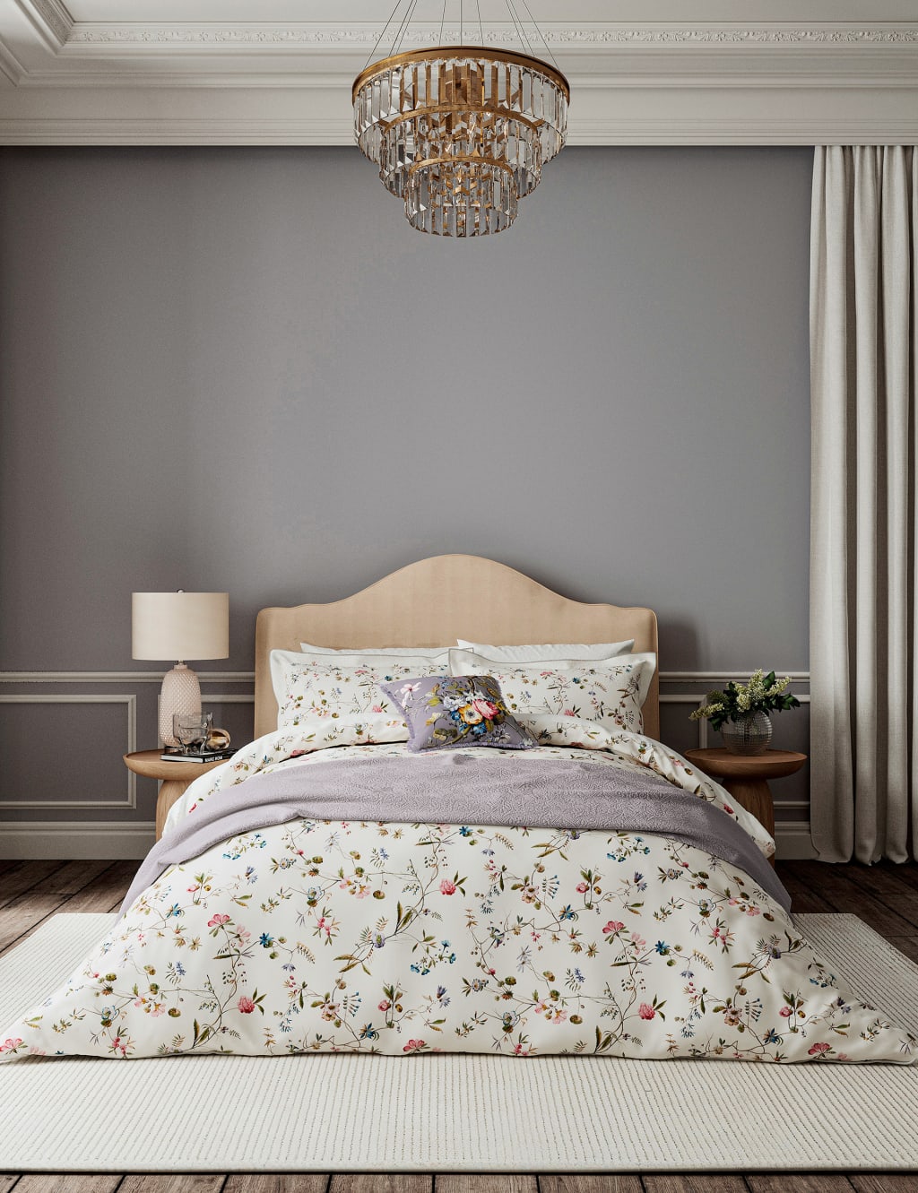Pure Cotton Sateen Kilburn Floral Bedding Set