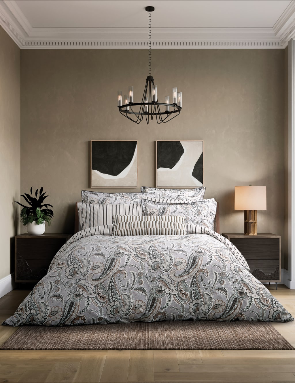 Bedeck Of Belfast 2 Pack Pure Cotton Kotana Pillowcases - Charcoal Mix, Charcoal Mix