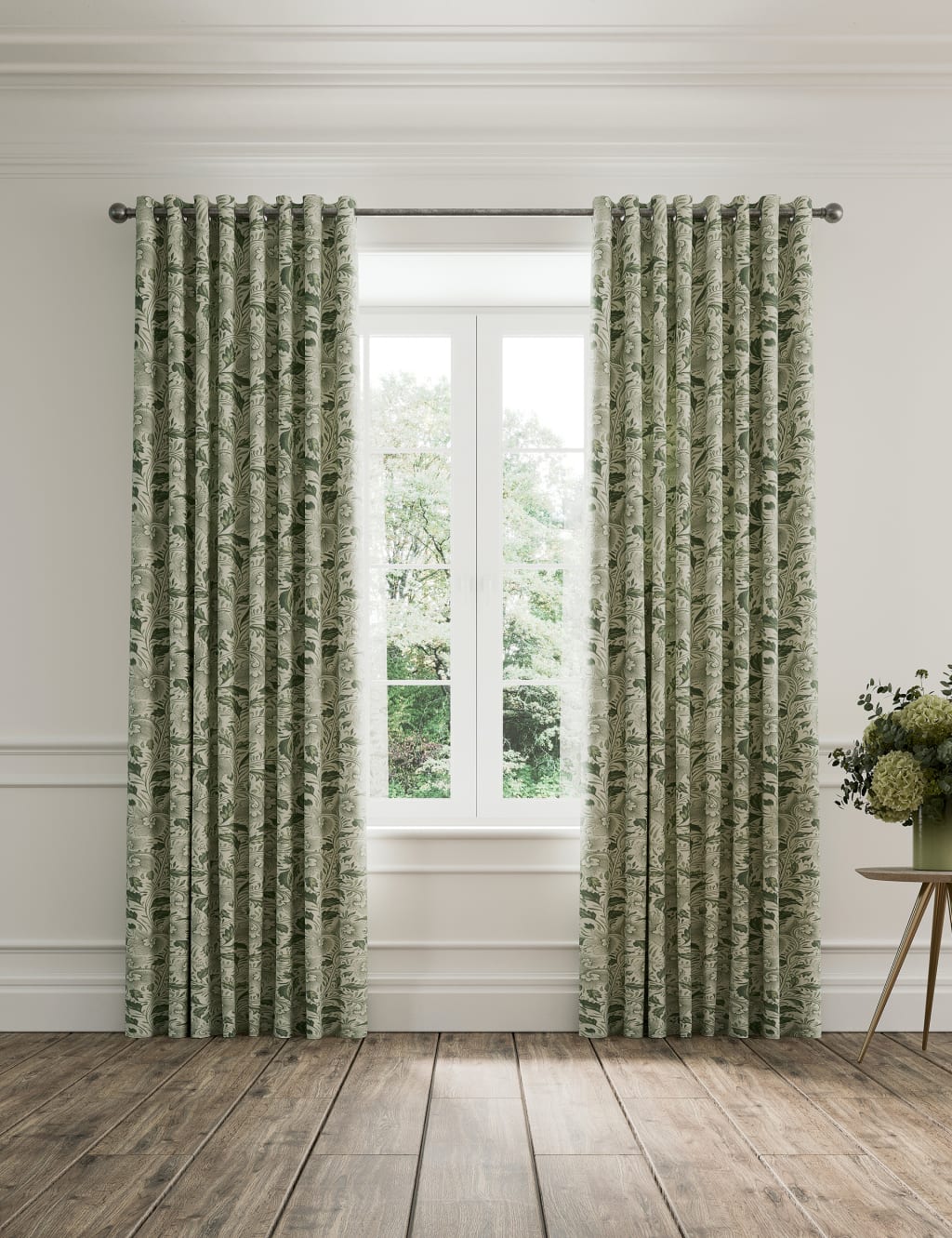 Ornamental Bloom Pure Cotton Eyelet Blackout Curtains