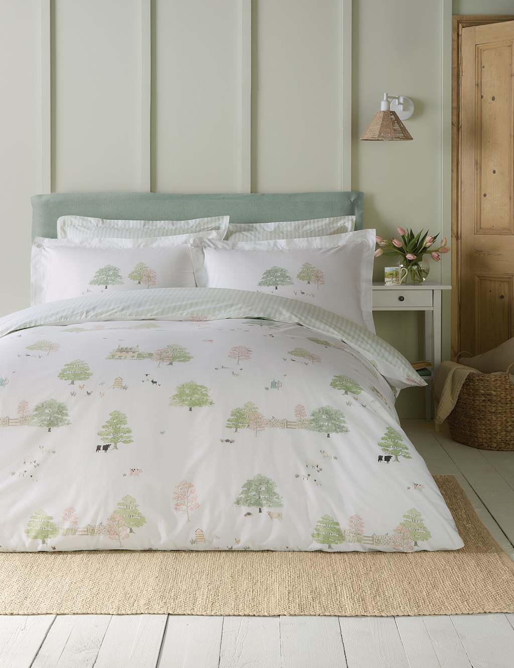 Sophie Allport Pure Cotton Spring Cottage Bedding Set White Mix