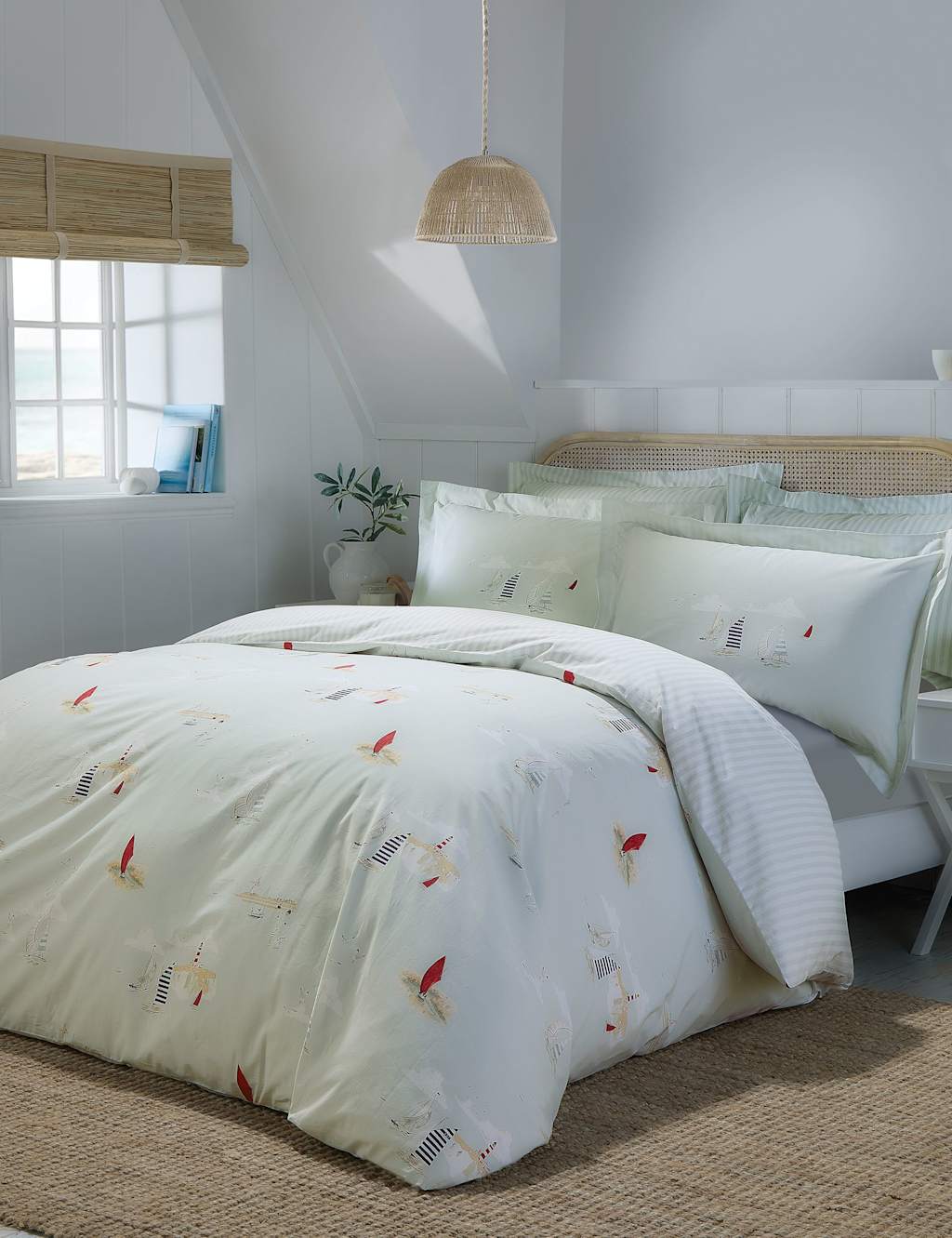 Sophie Allport Pure Cotton Coastal Boats Bedding Set - King Size (5 ft) - Blue Mix - Available at M&S