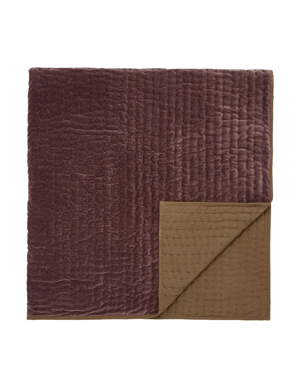 Bedeck of Belfast Velvet Elinor Quilted Throw Brown