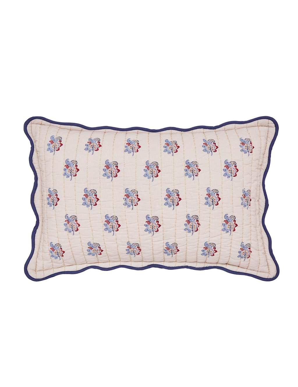 Joules Floral Festival Quilted Cushion Cream Mix