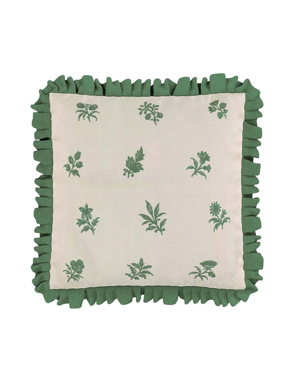 V&A Verdant Bouquet Frill Square Cushion Green Mix