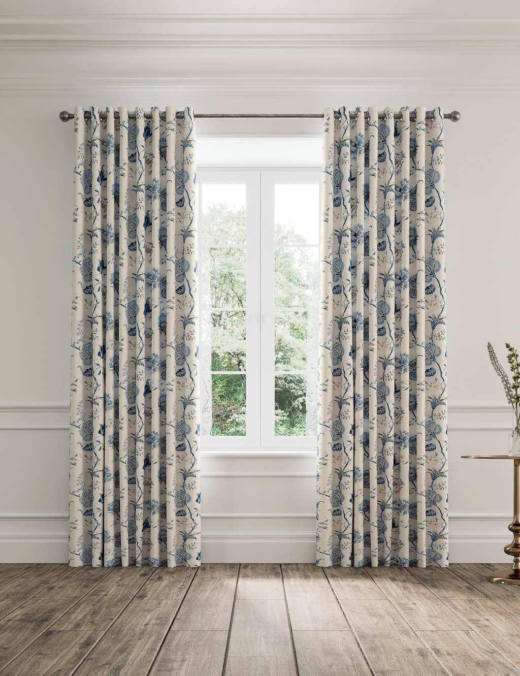 V&A Palampore Trail Eyelet Curtains Blue Mix