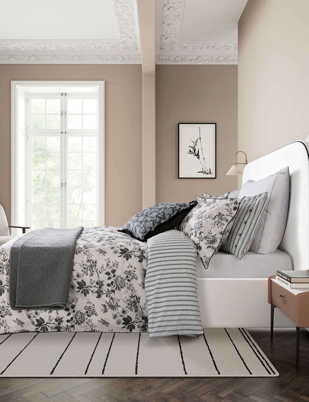 Bedeck of Belfast Pure Cotton Florence Bedding Set Charcoal Mix