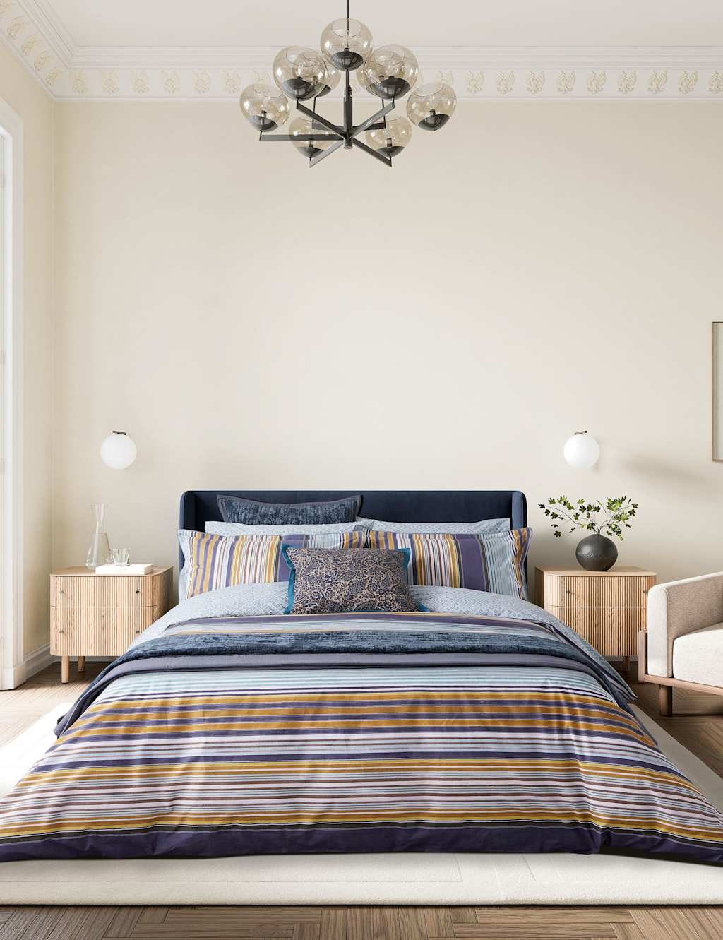 Bedeck of Belfast Pure Cotton Aldin Bedding Set Multi